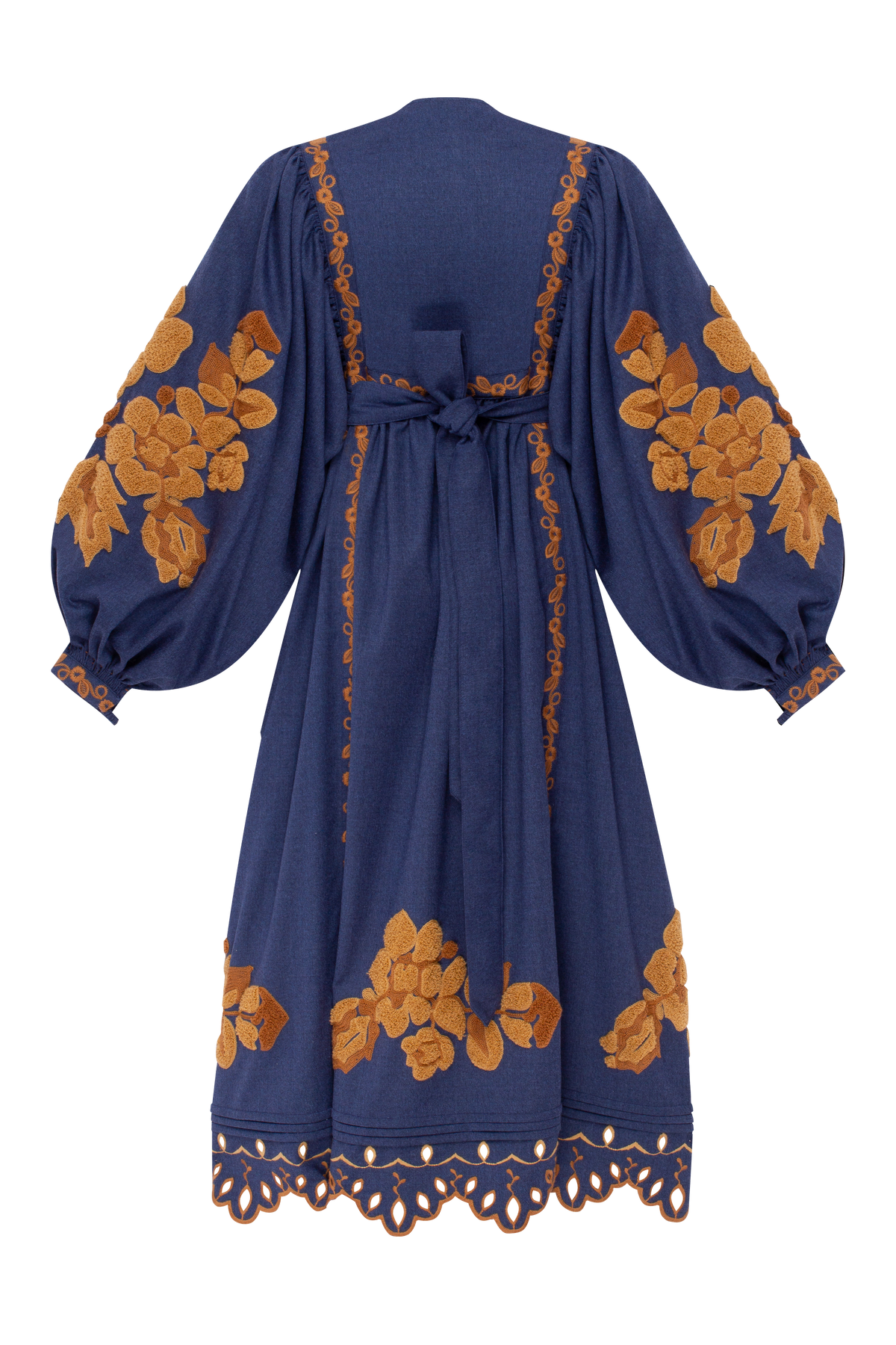 Amber Rose Embroidered Wool Midi Dress