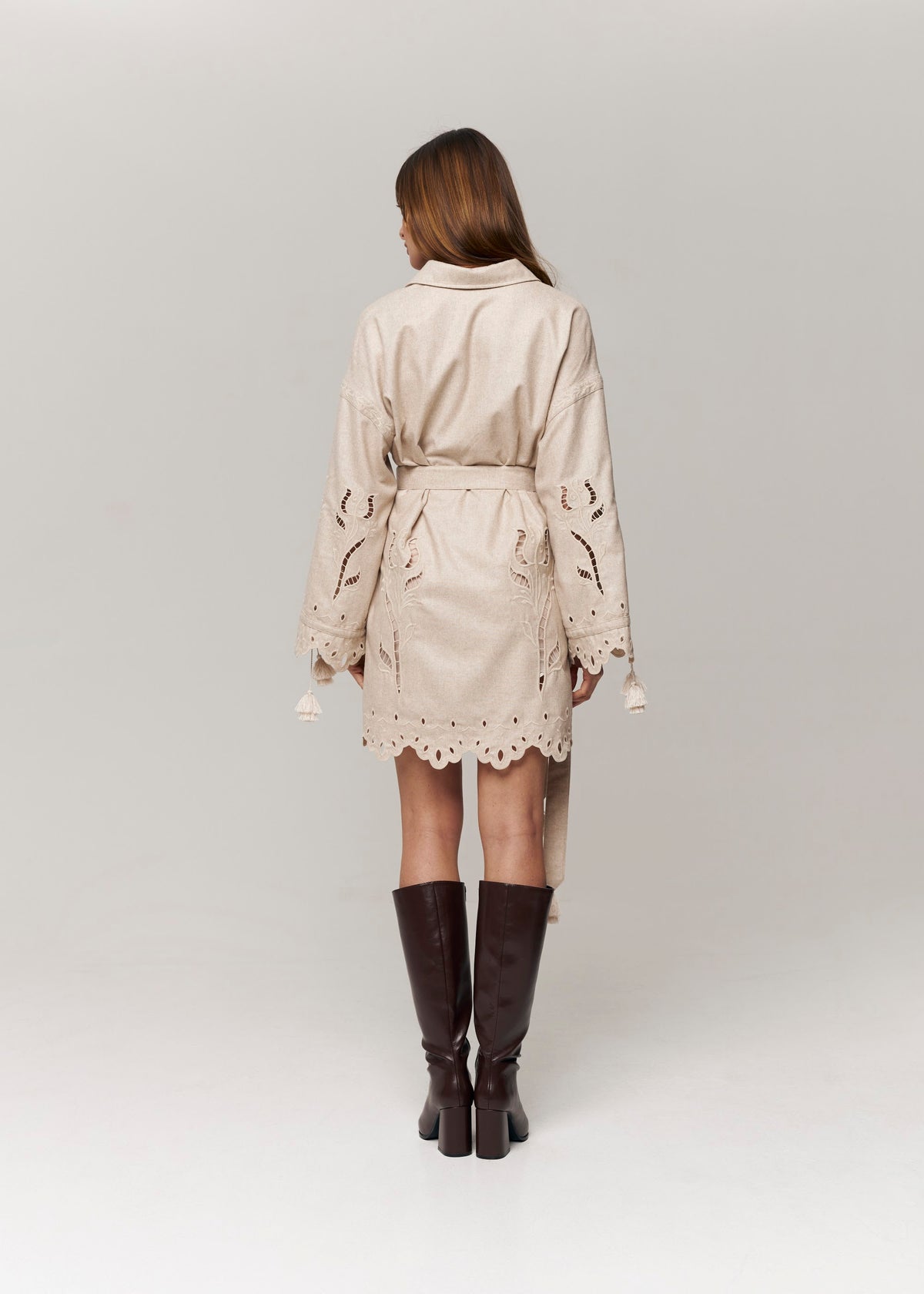 Winter Rose Eyelet Embroidered Mini Dress — Ivory