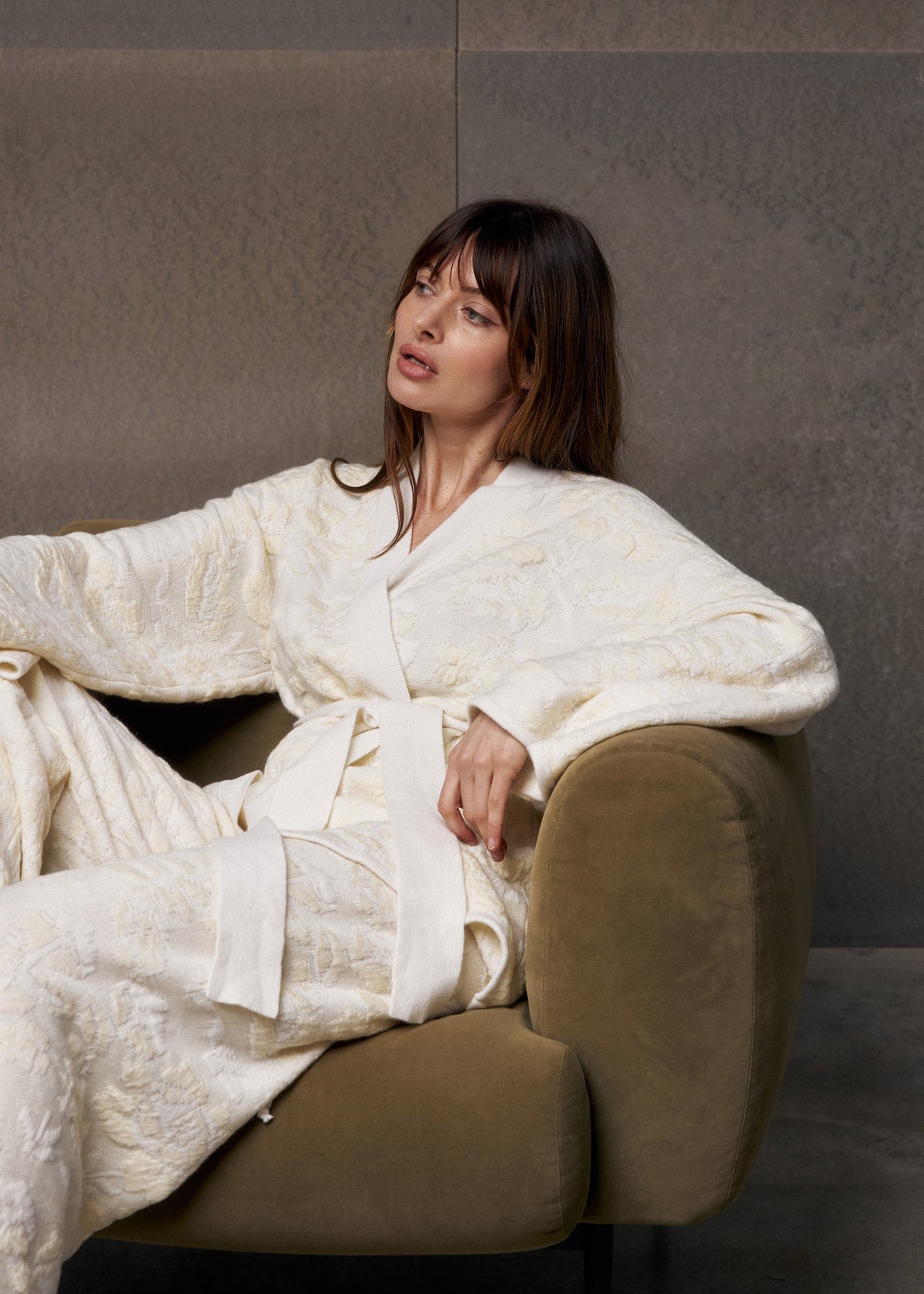 Pale Rose Merino Wool & Cashmere Jacquard Pants