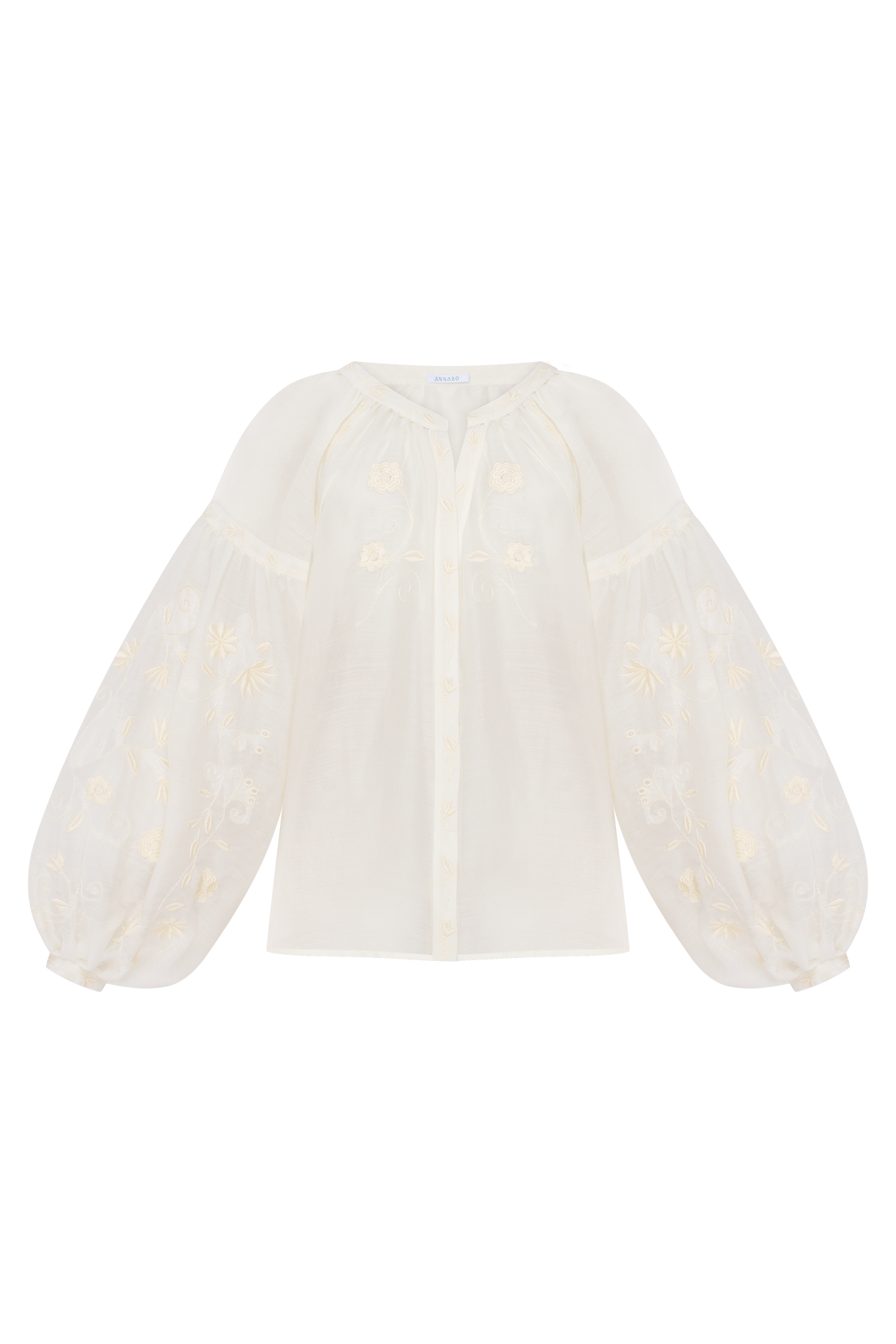 Etherea Silk-Blend Embroidered Blouse – White