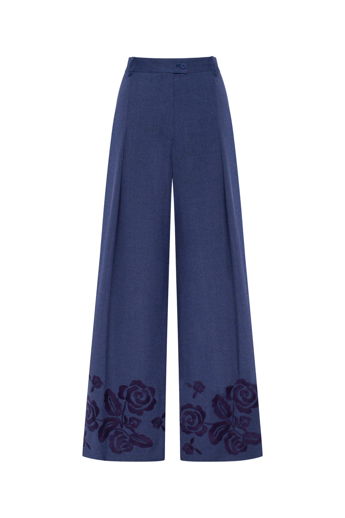 Velvet Rose wide-leg wool pants in Steel Blue
