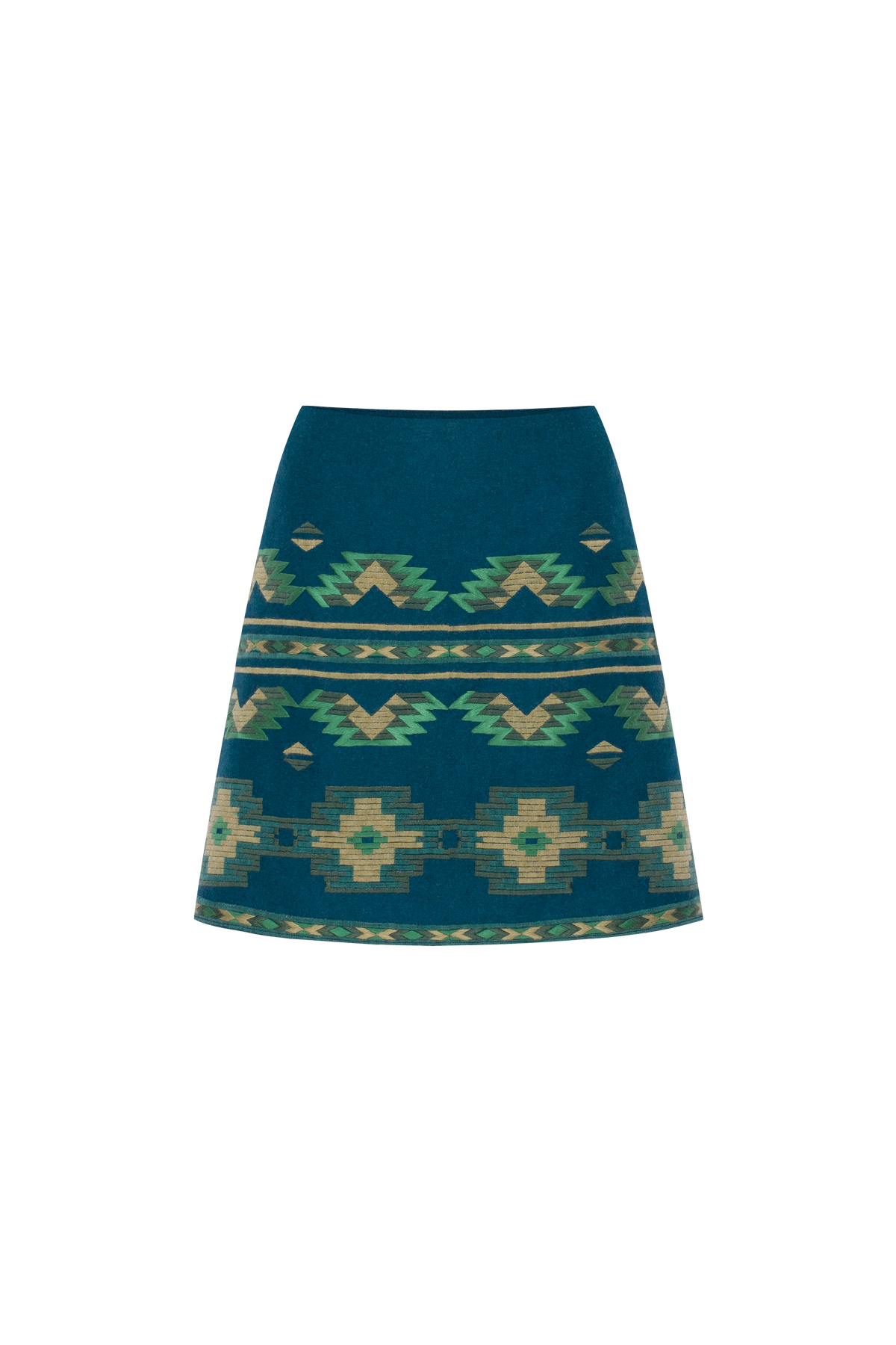 ROMBÉ deep teal embroidered wool-blend mini skirt by ANNABO