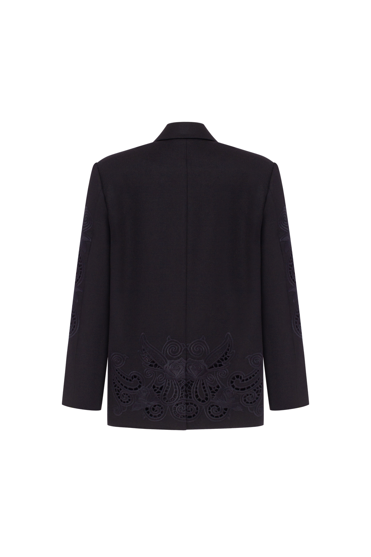 Rose Atelier Embroidered Wool Blazer – Black