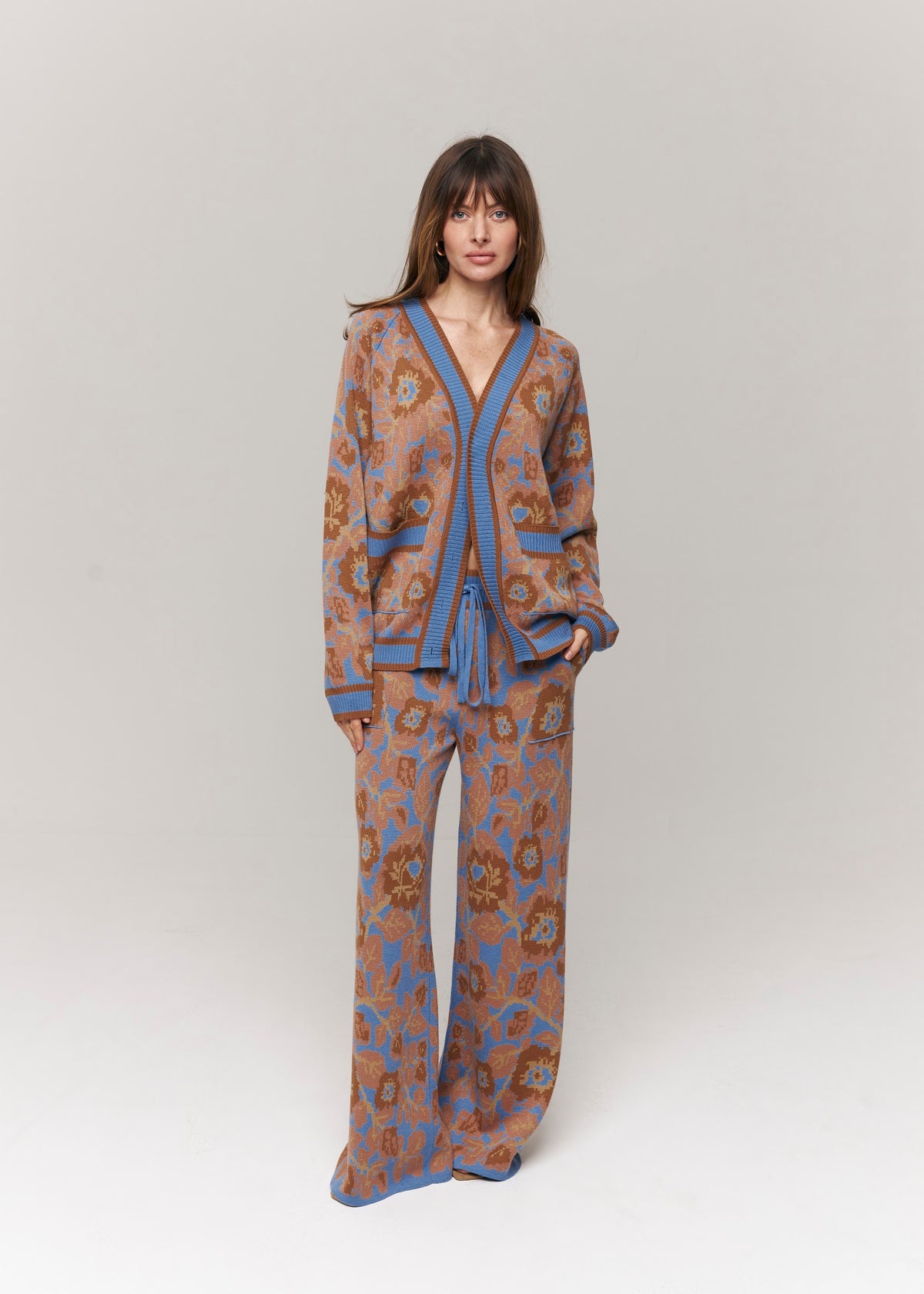 Mirage Bloom Merino Wool Jacquard Cardigan