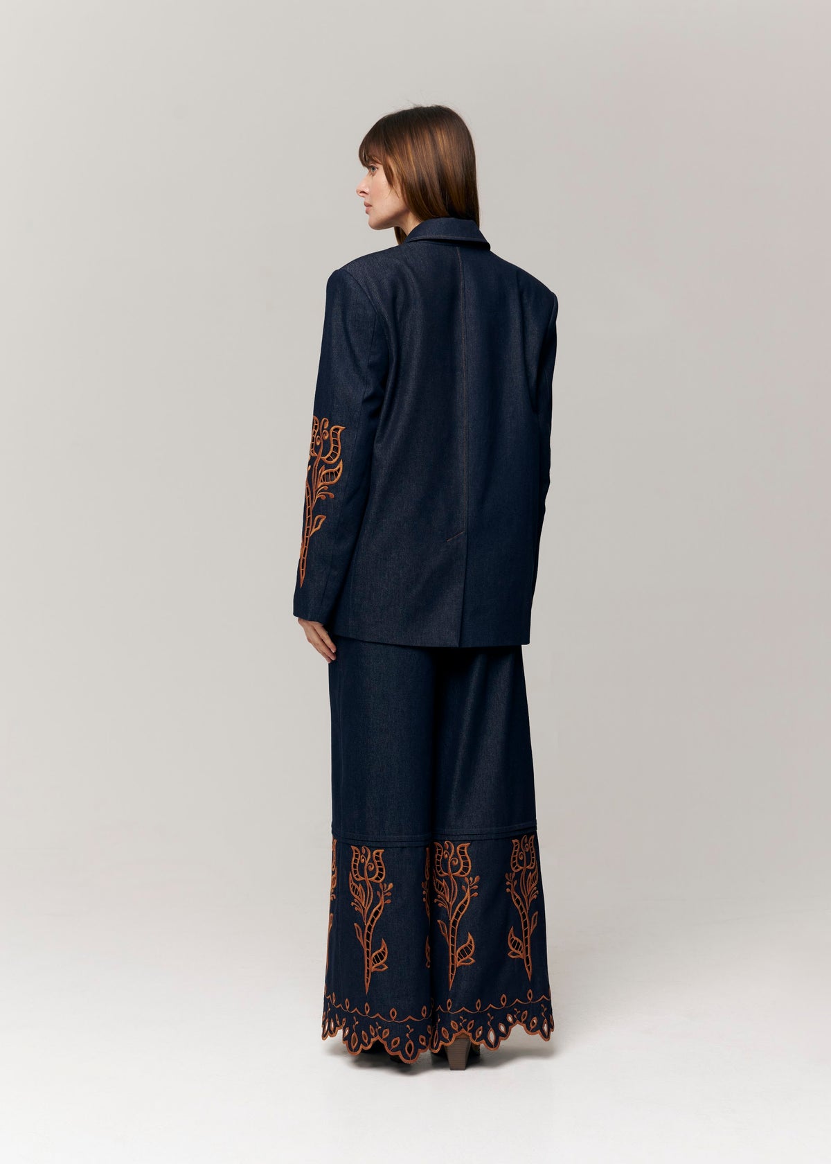 Rose Atelier Embroidered Denim Blazer