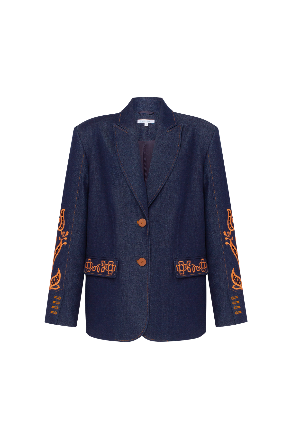 ROSE ATELIER embroidered denim blazer by ANNABO