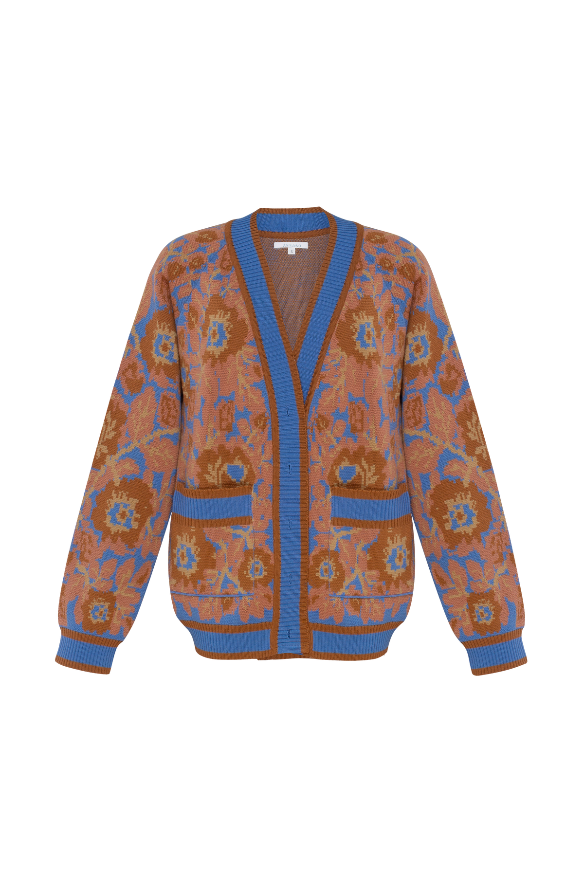 MIRAGE BLOOM multicolor merino wool jacquard cardigan by ANNABO