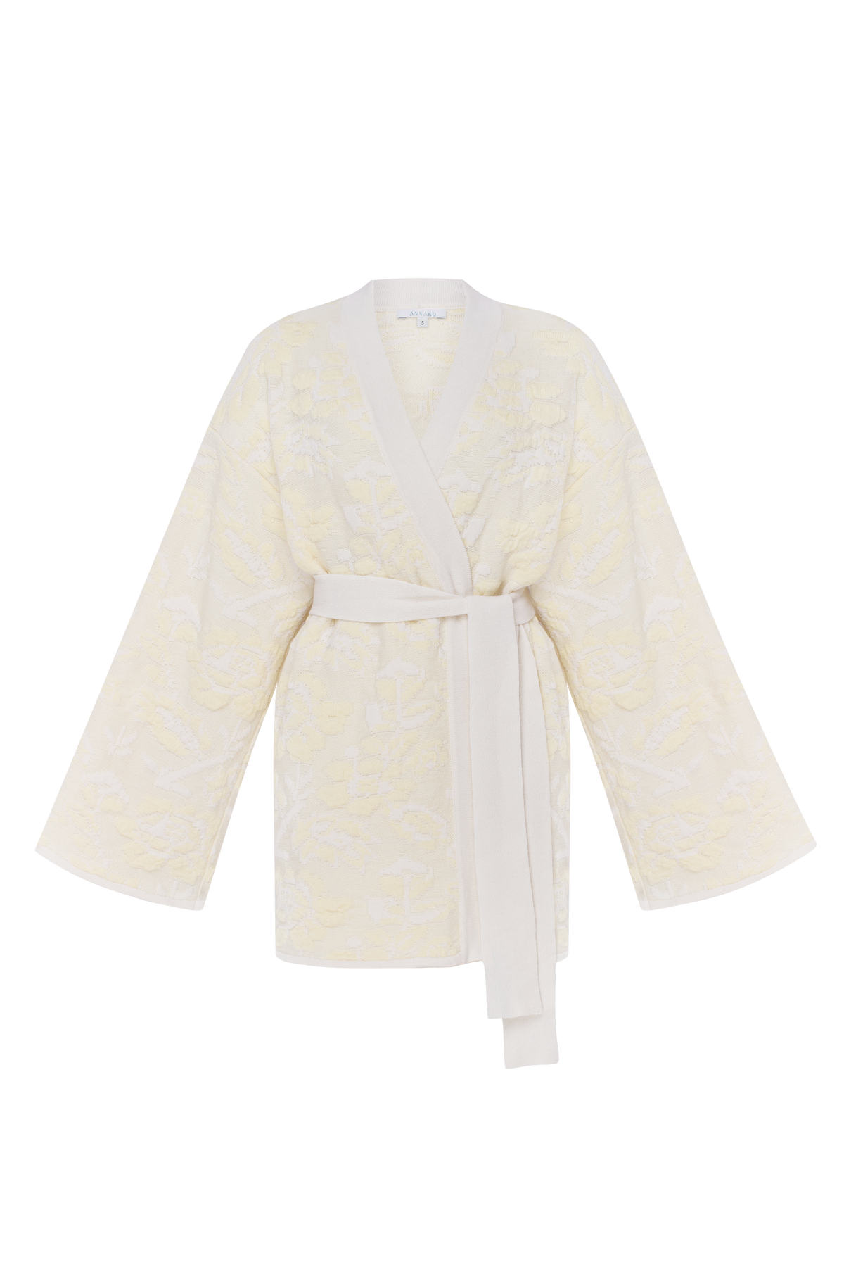 PALE ROSE ivory merino wool and cashmere jacquard cardigan by ANNABO
