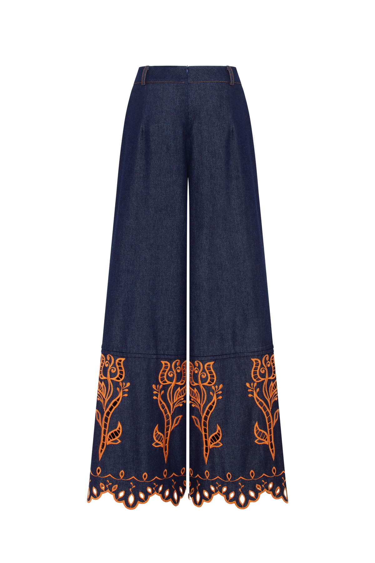 Velvet Rose embroidered denim wide-leg pants