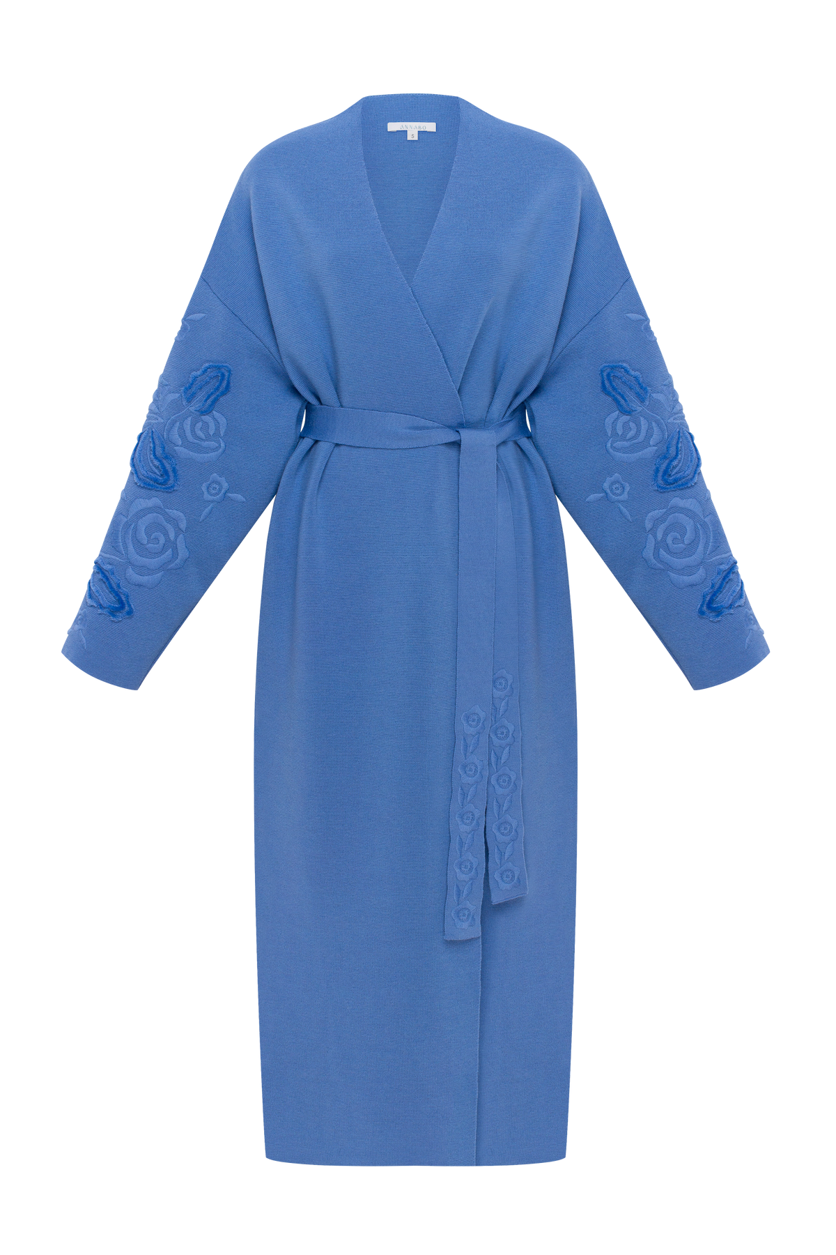 BLUE ROSE blue merino wool knit coat by ANNABO