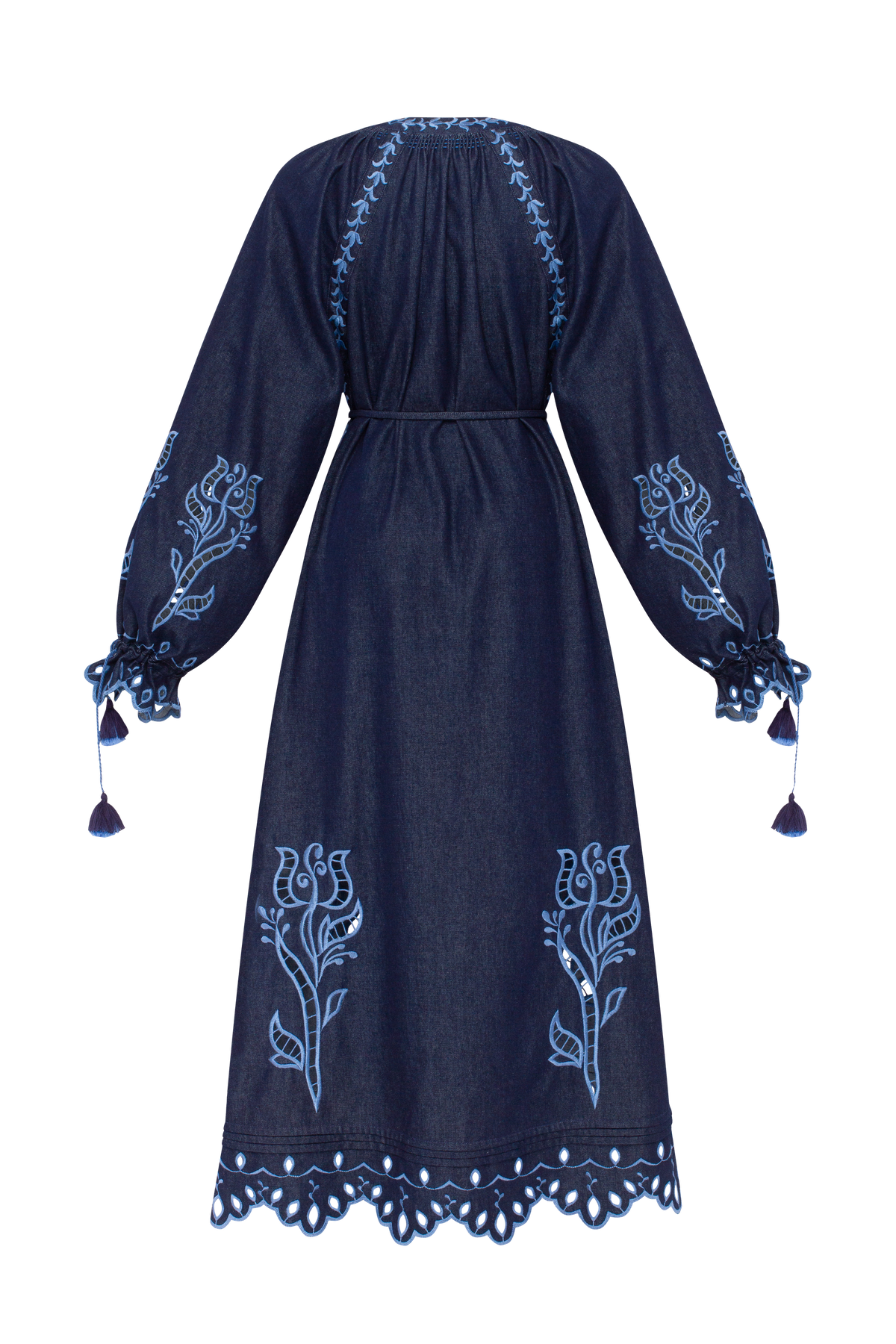 Midnight Rose Embroidered Cotton Maxi Dress