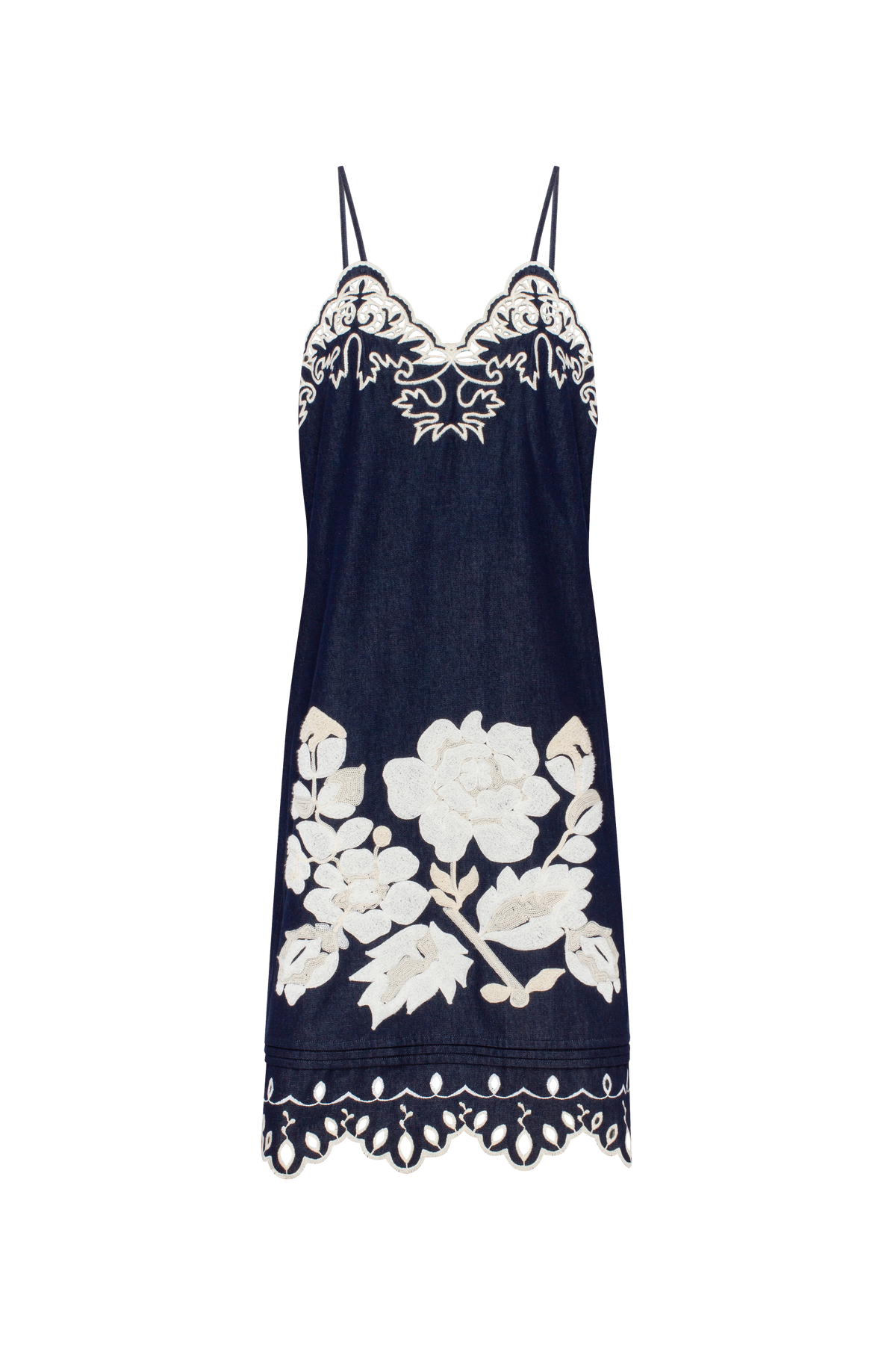 Amber Rose Embroidered Denim Midi Sundress