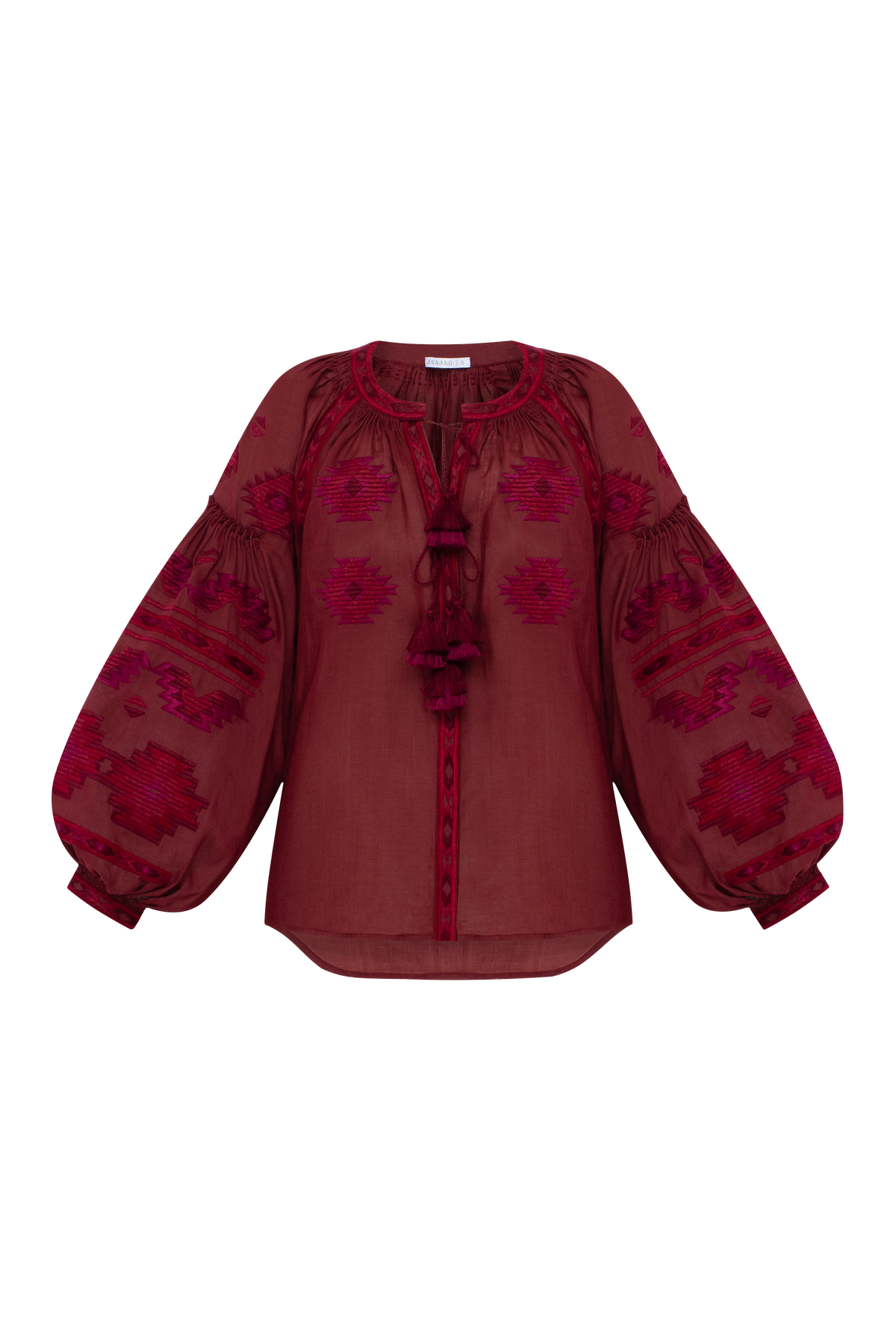 ROMBÉ red embroidered linen blouse by ANNABO