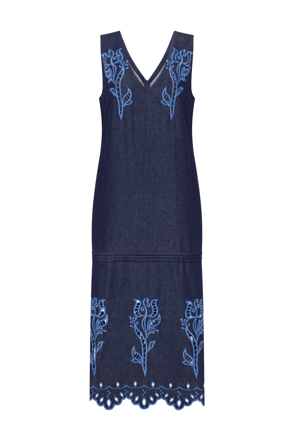Midnight Rose Embroidered Cotton Maxi Sundress