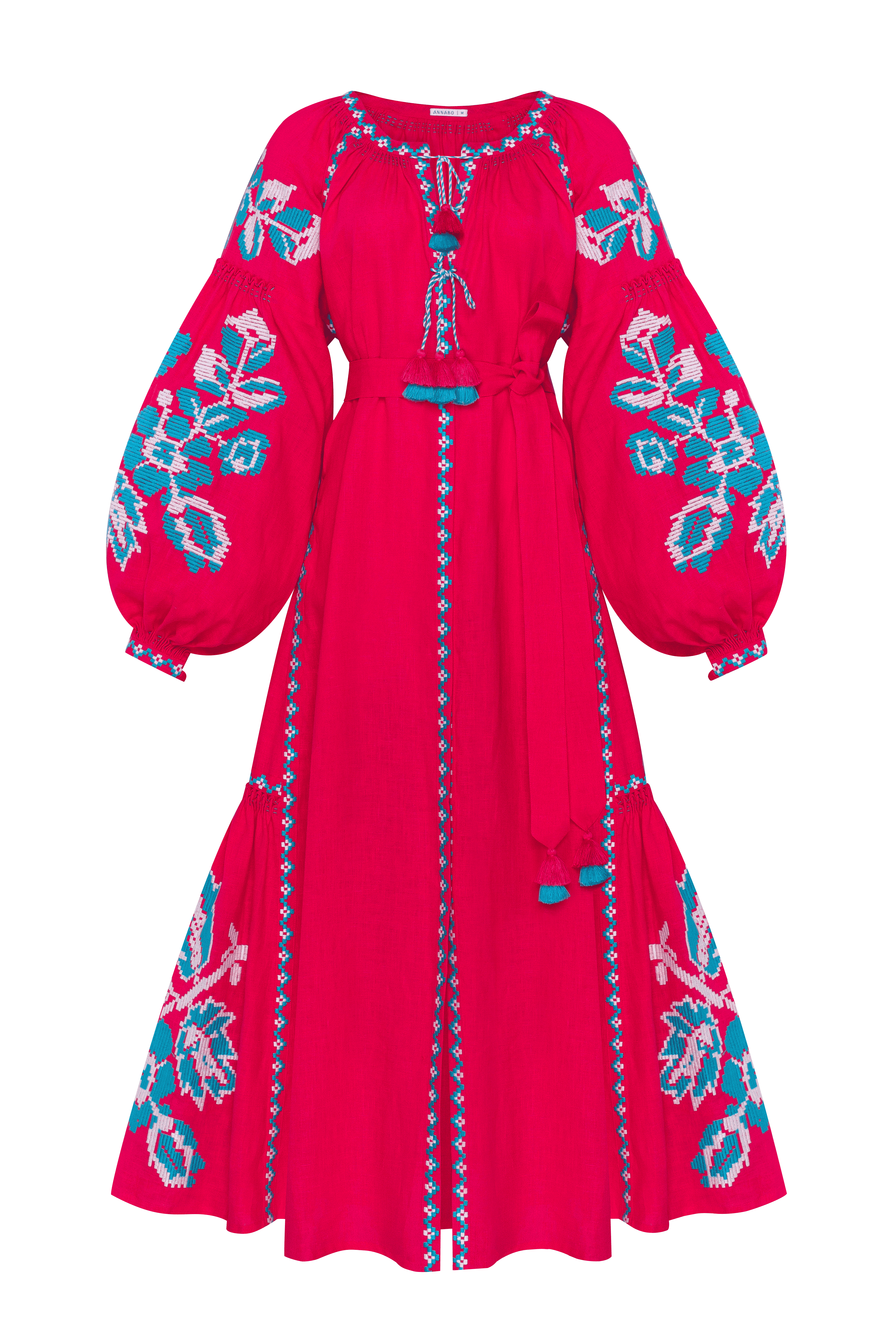 Pixel Rose Fuchsia Maxi Dress