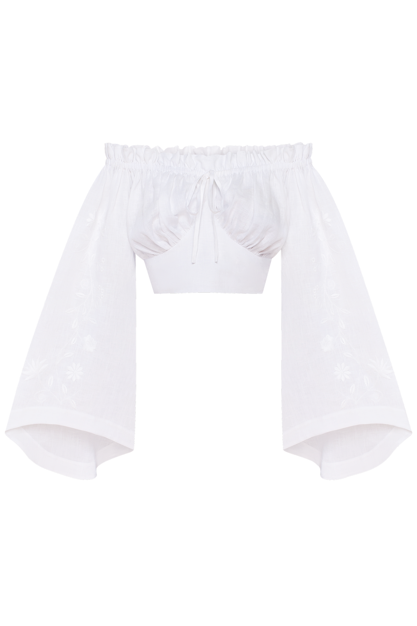 Spring Mirage Off-the-Shoulder Crop Blouse