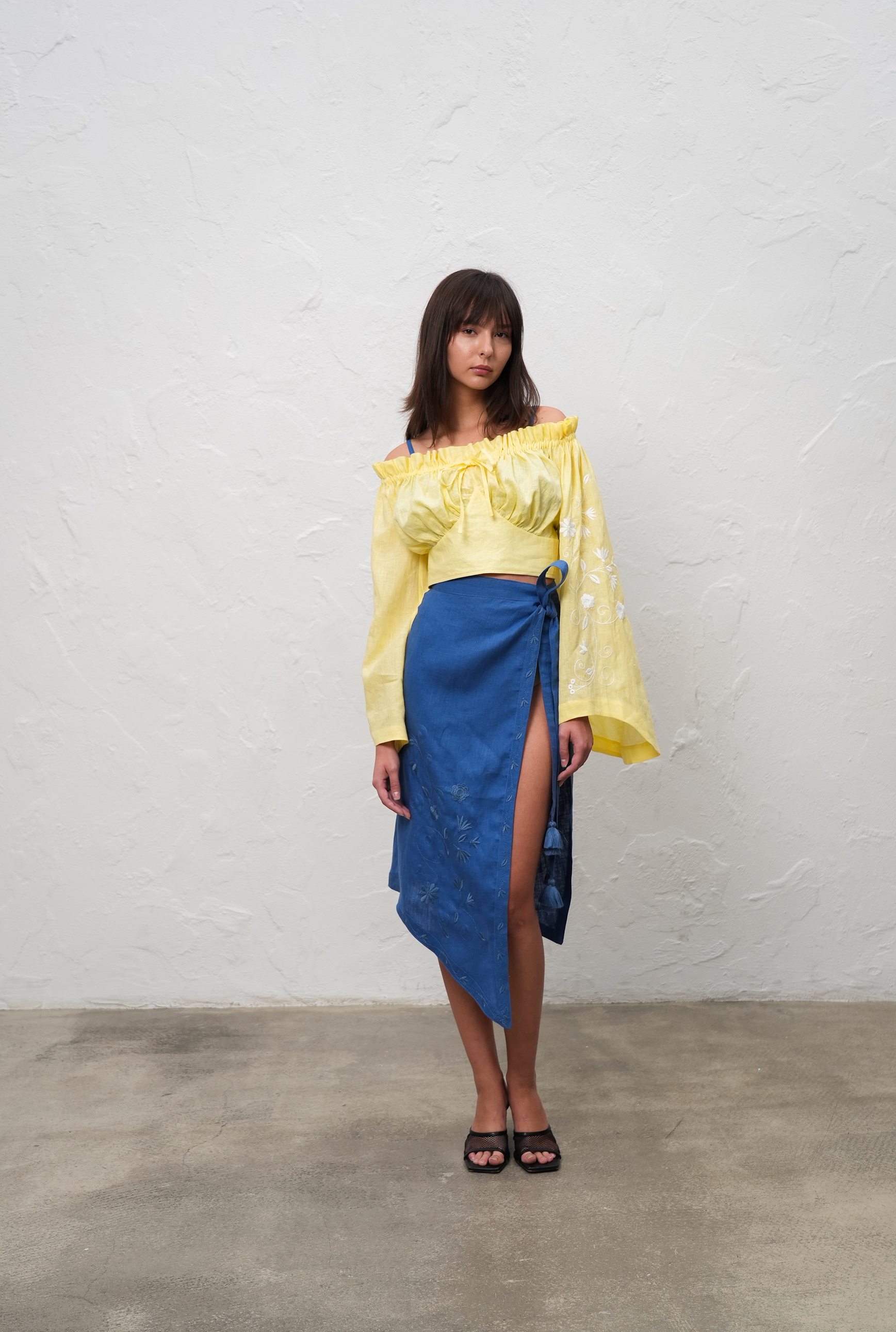 Spring Mirage Off-the-Shoulder Crop Blouse