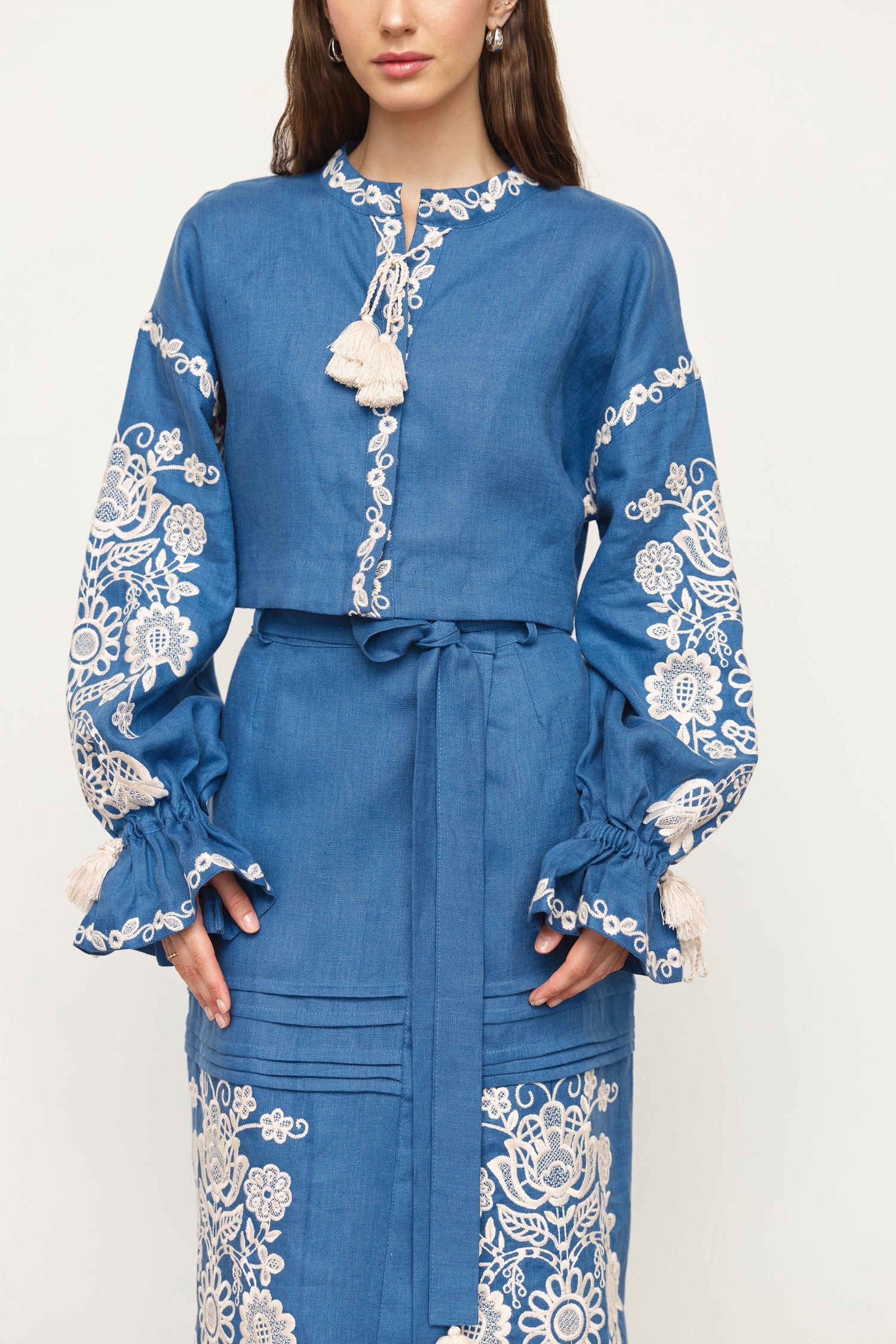 Annabo "Bijou Blossom" Jacket Steel Blue