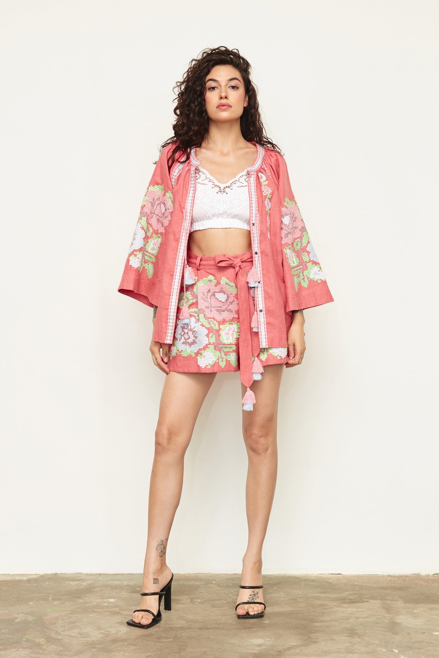 Annabo "Elysian Whisper" Blouse Kimono Coral