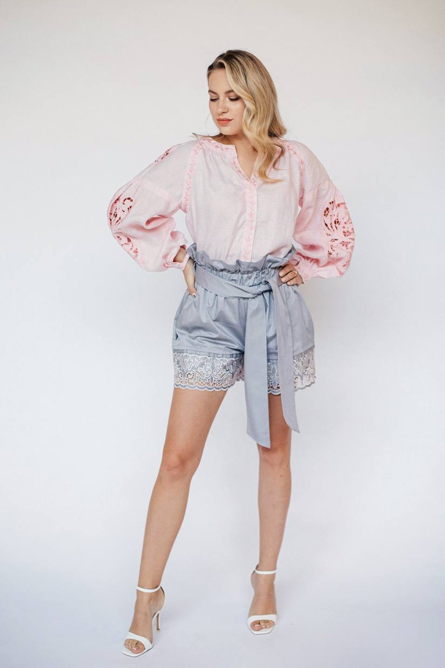 Annabo Lily Richelieu Powder Pink Blouse