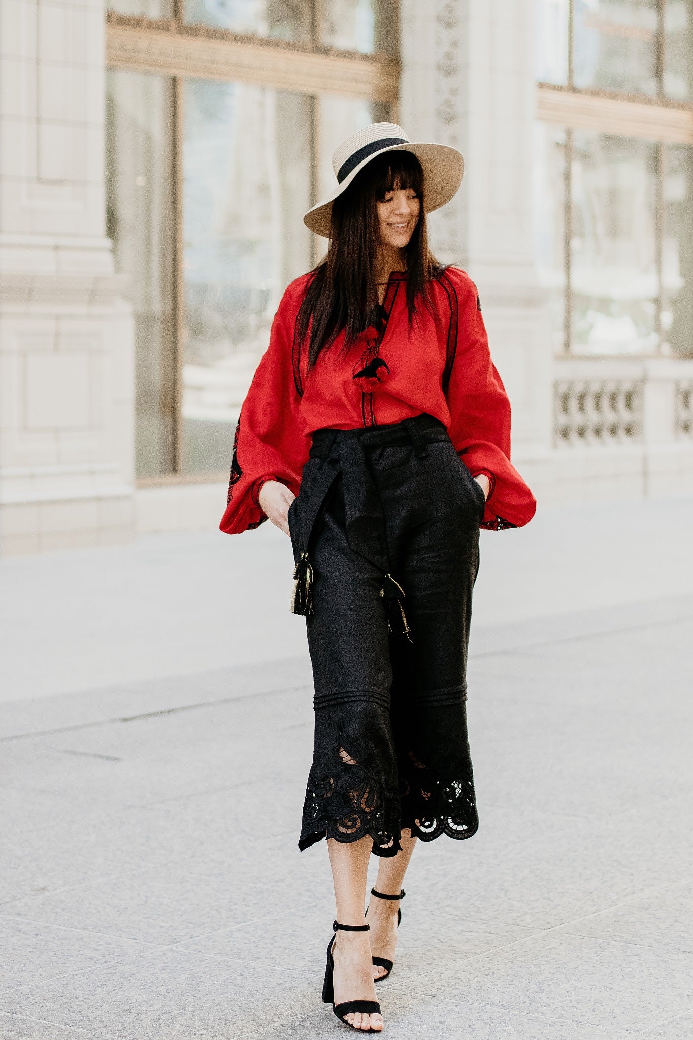 Annabo Rose Richelieu Red Blouse