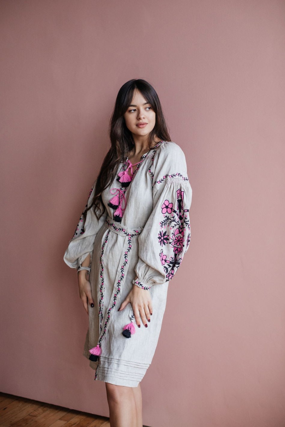 Annabo Sunflower Natural Grey Midi Dress