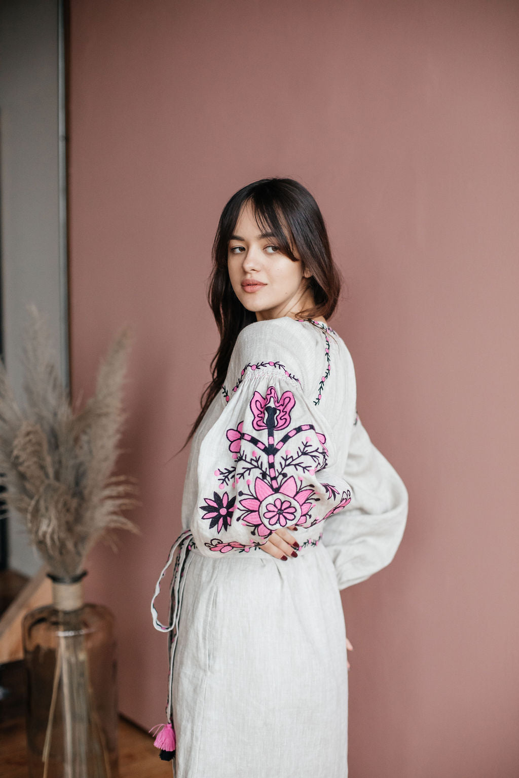 Annabo Sunflower Natural Grey Midi Dress