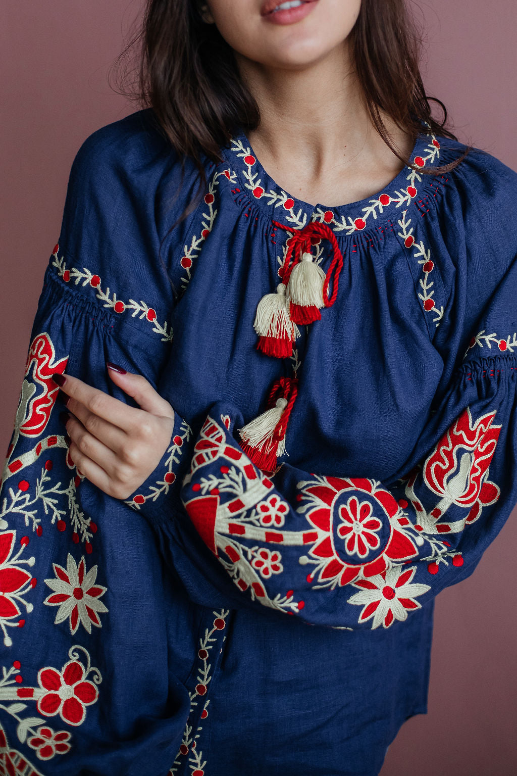 Annabo Sunflower Navy Blue Blouse