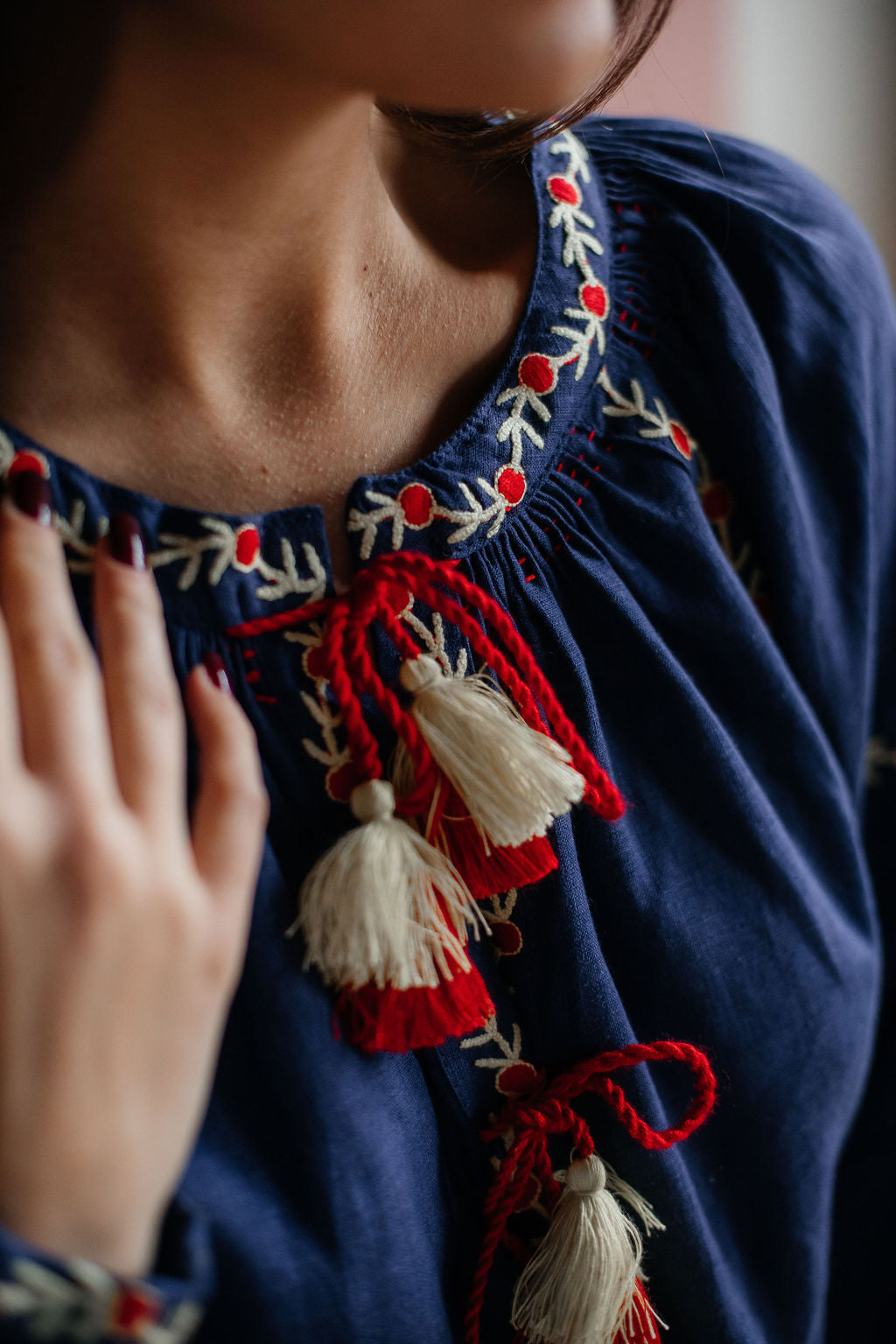Annabo Sunflower Navy Blue Blouse