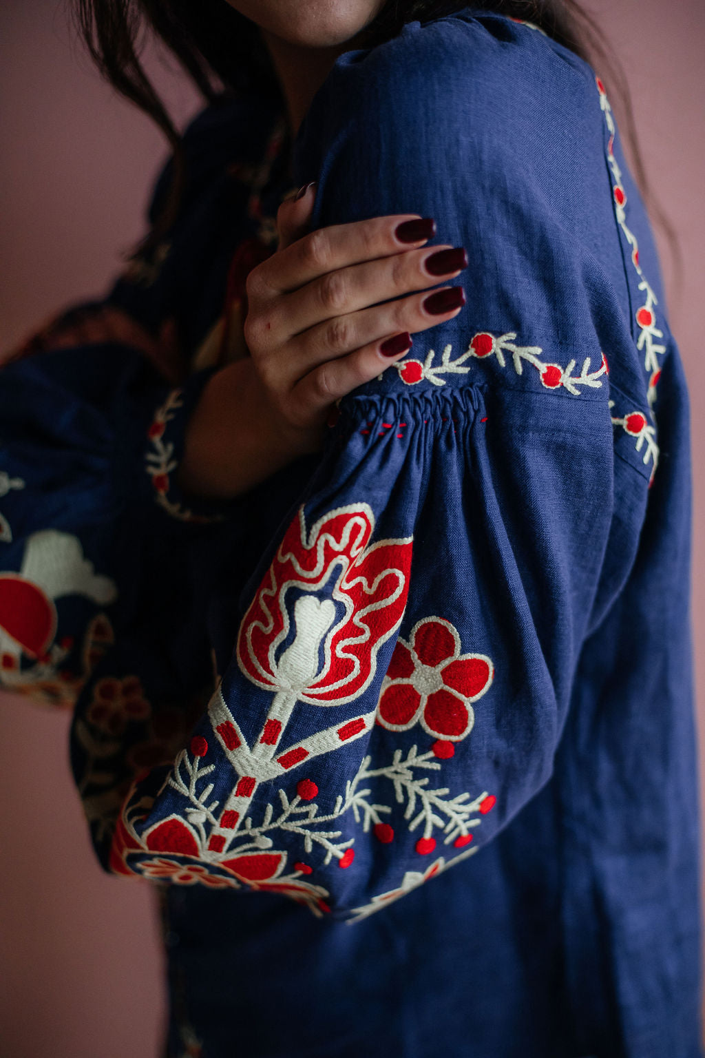 Annabo Sunflower Navy Blue Blouse