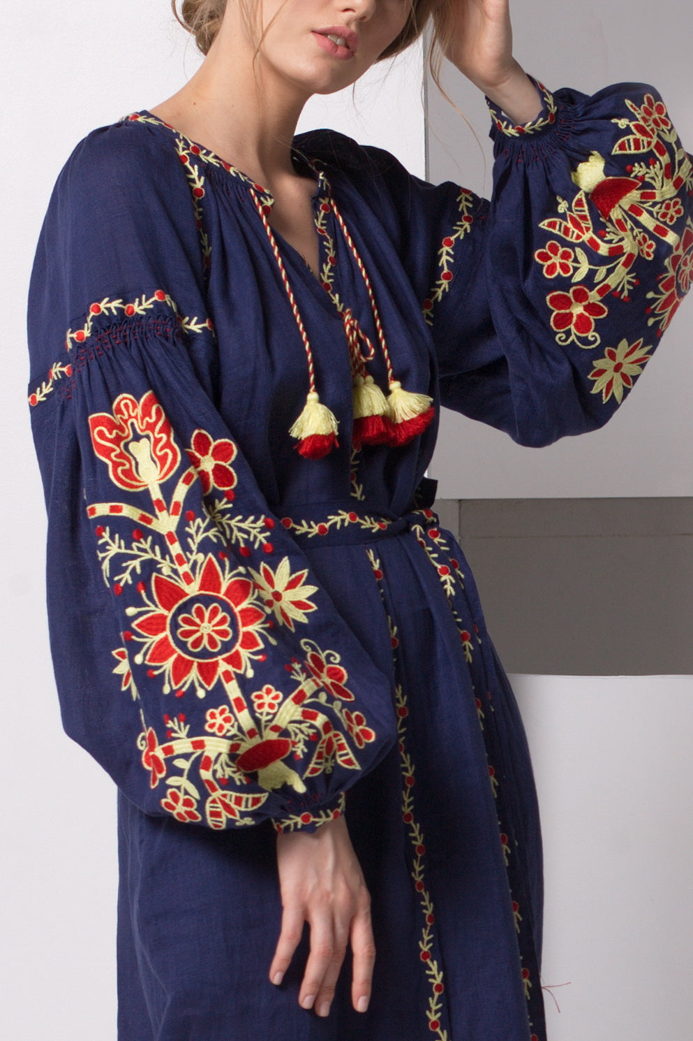 Annabo Sunflower Navy Blue Maxi Dress