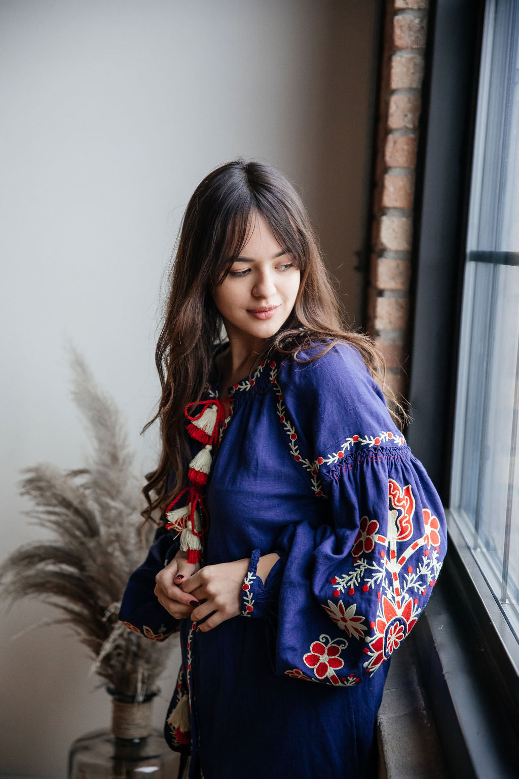 Annabo Sunflower Navy Blue Midi Dress