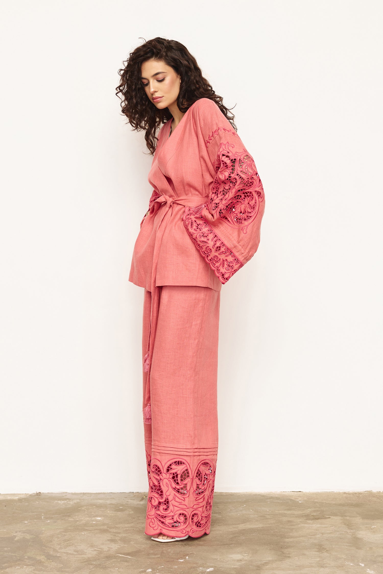 Annabo "Versailles Echo" Blouse Kimono Coral