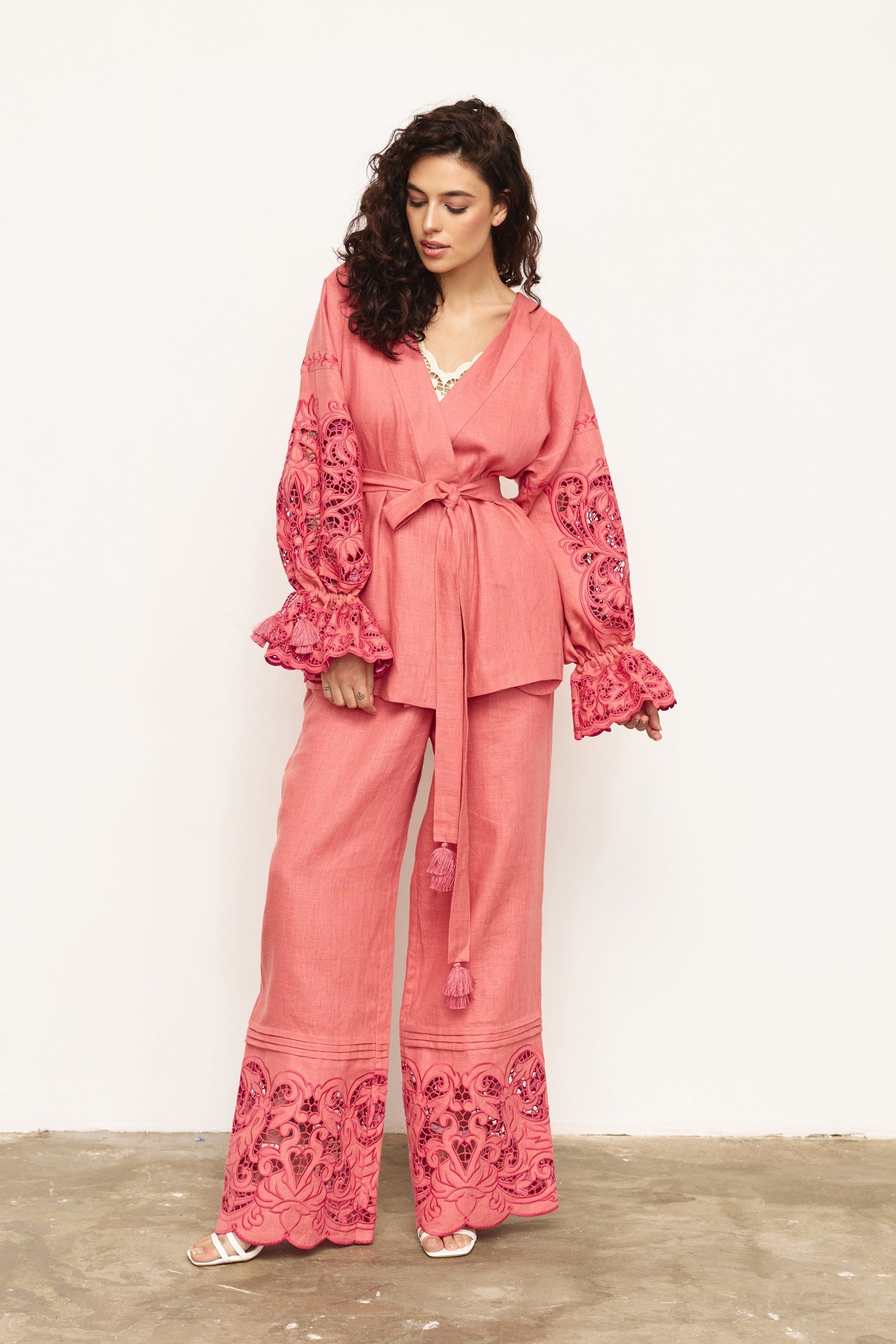 Annabo "Versailles Echo" Blouse Kimono Coral