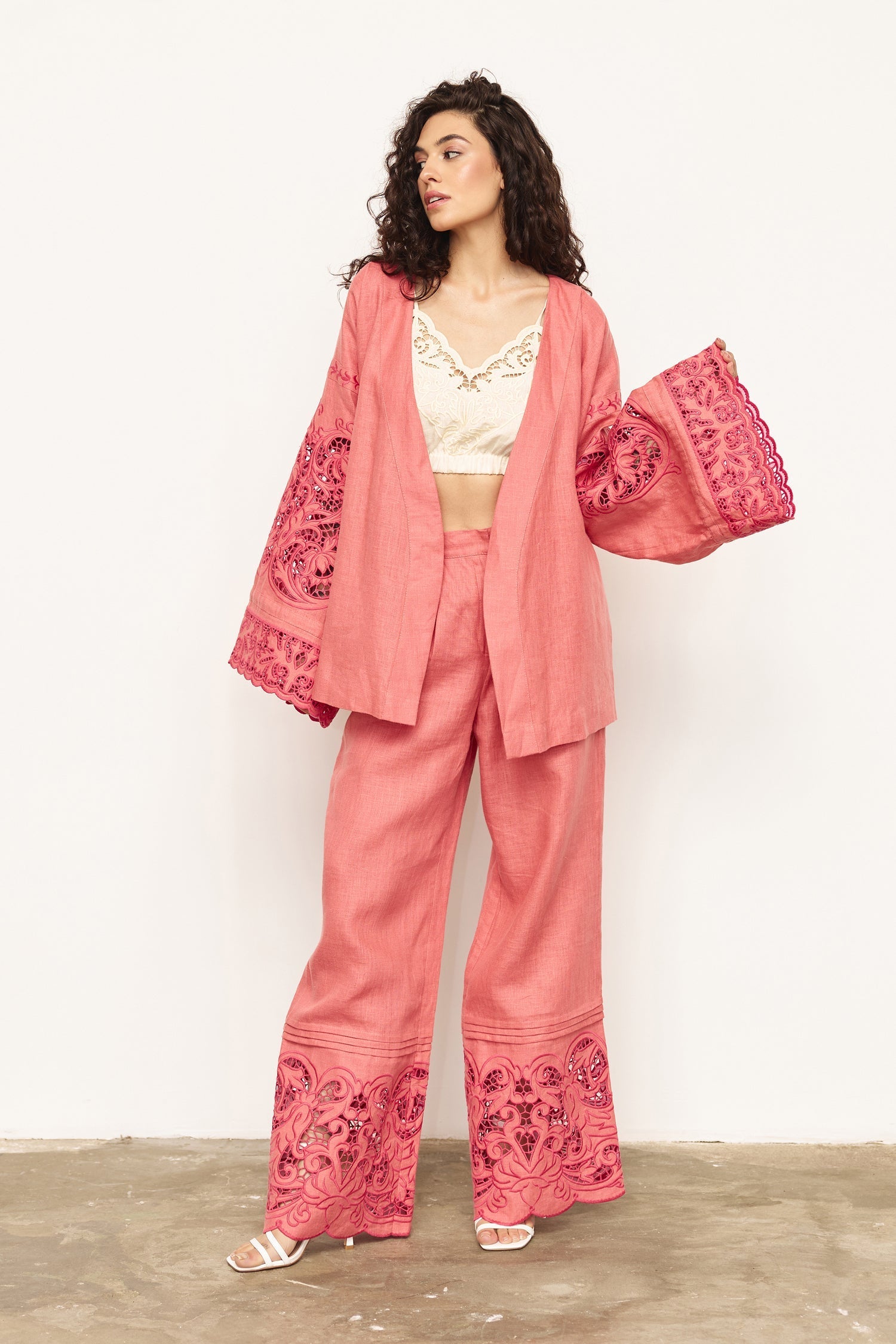Annabo "Versailles Echo" Blouse Kimono Coral