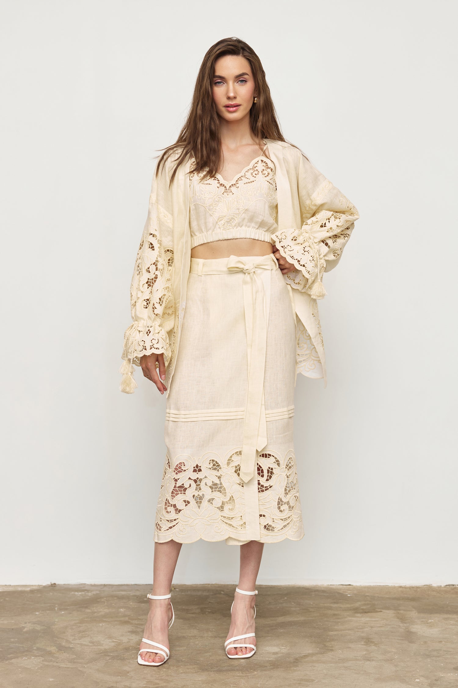 Annabo "Versailles Echo" Maxi Skirt Cream