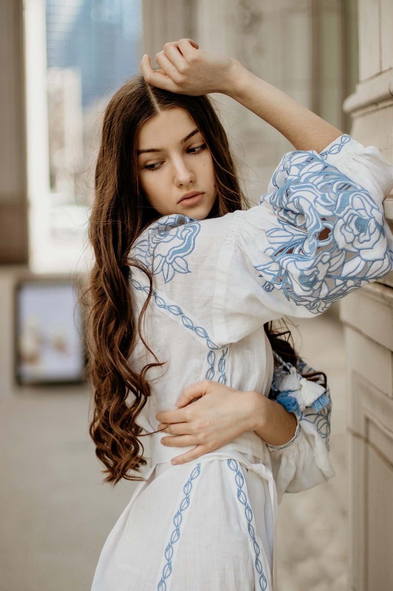 Annabo Grono Richelieu White Midi Dress