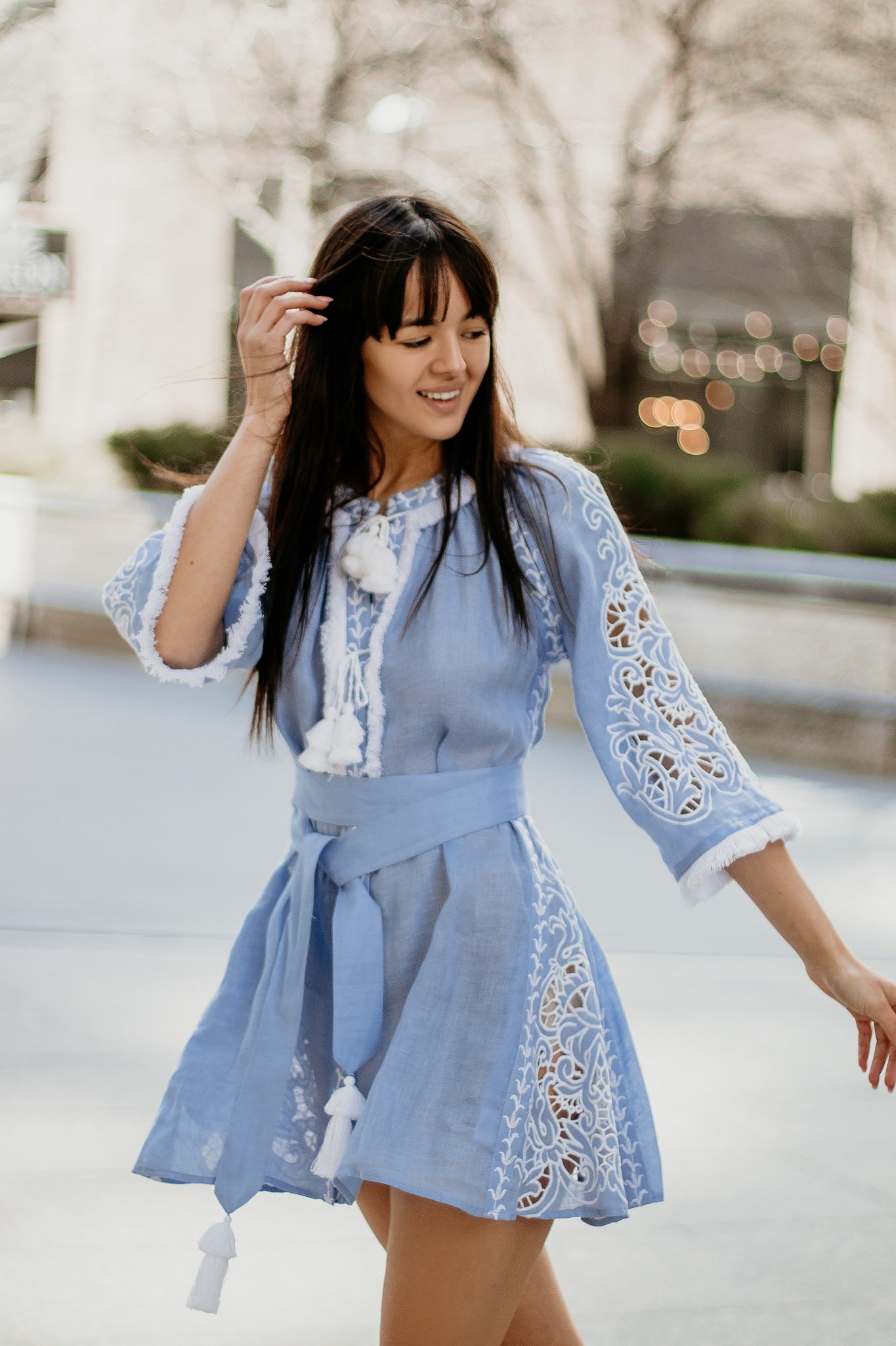 Annabo Lily Richelieu Blue Mini Dress