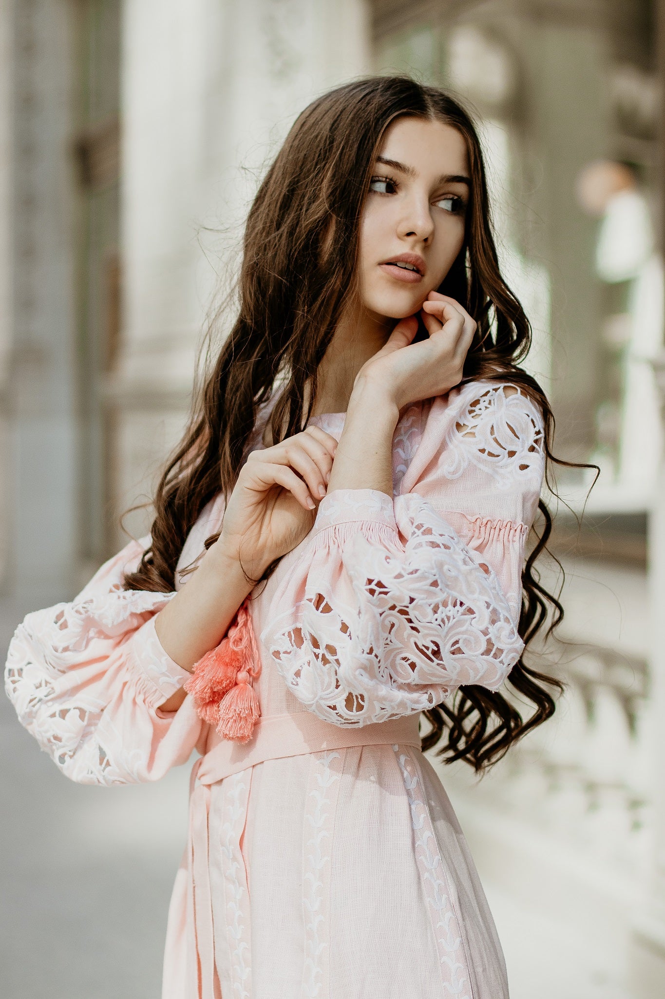 Annabo Lily Richelieu Powder Pink Midi Dress