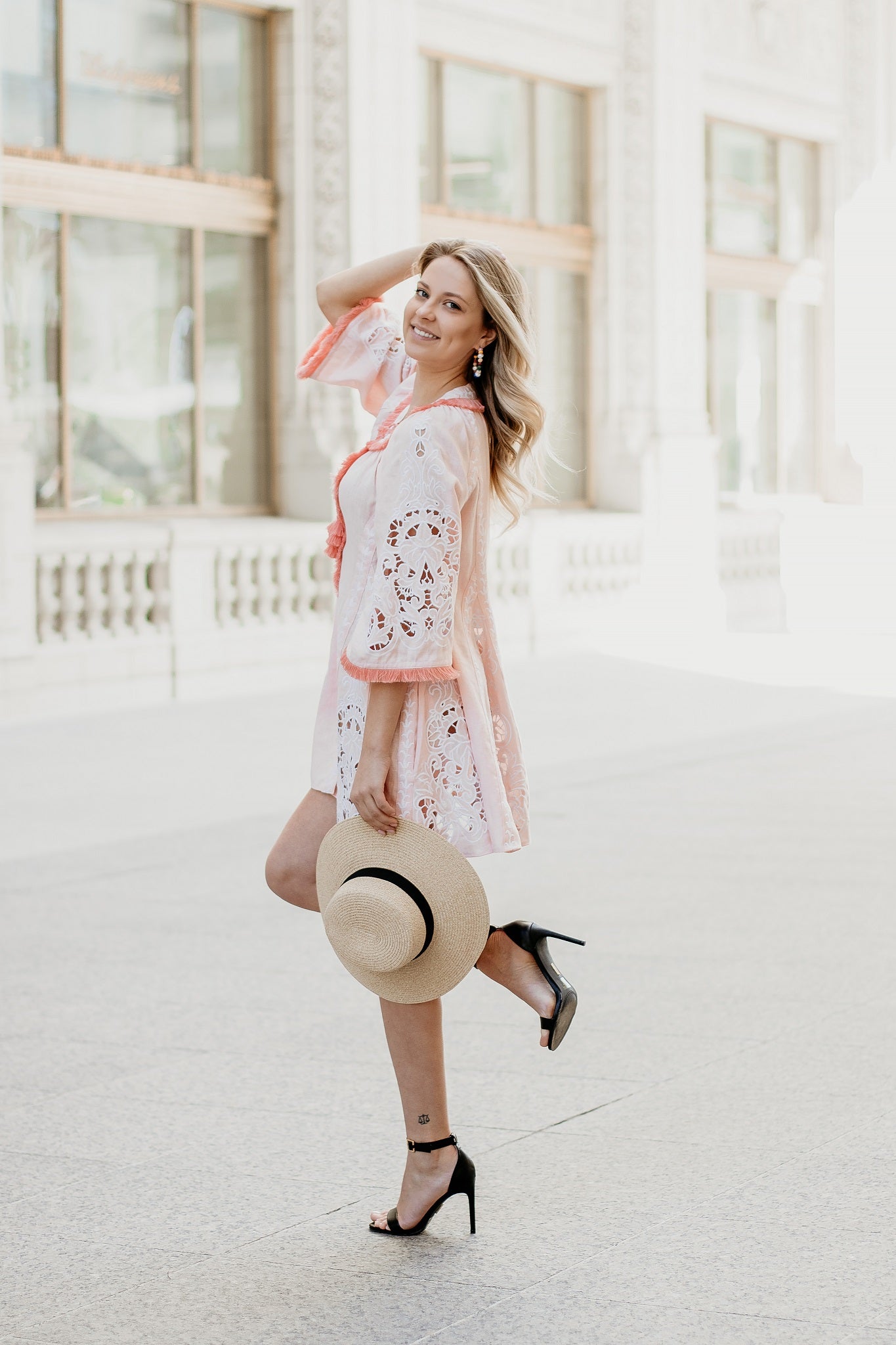 Annabo Lily Richelieu Powder Pink Mini Dress