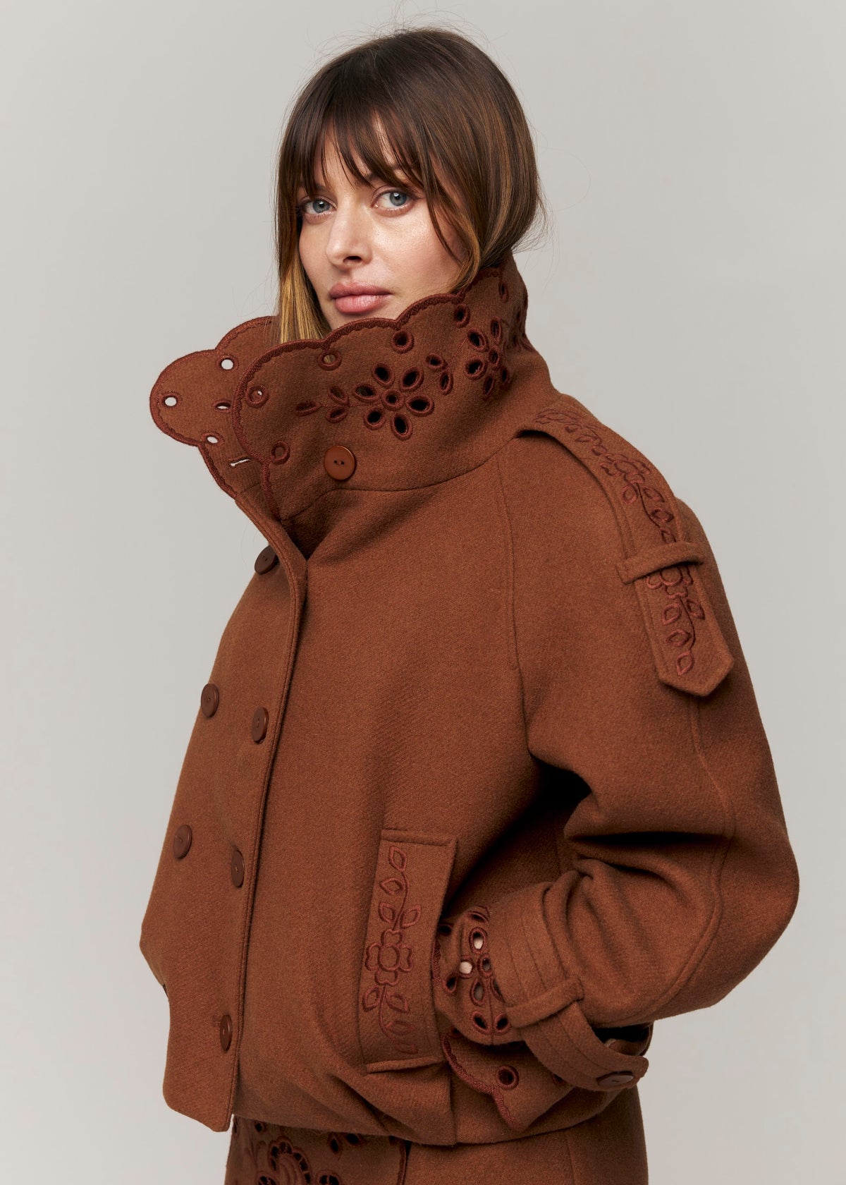 Desert Bloom Eyelet Cropped Wool Jacket