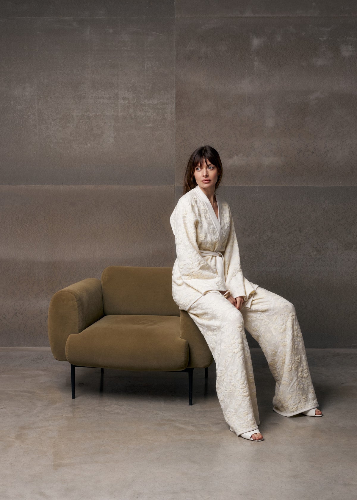 Pale Rose Merino Wool & Cashmere Jacquard Pants