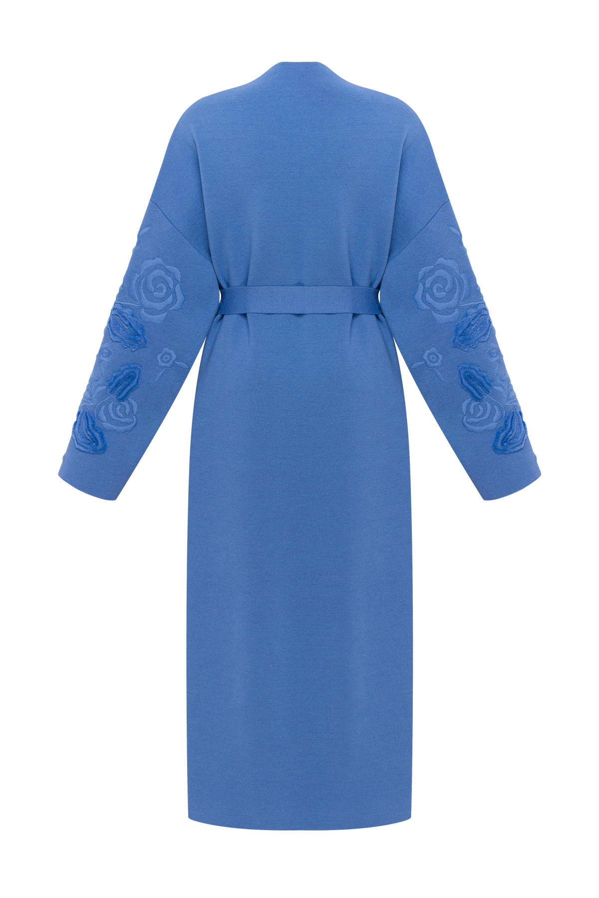 Blue Rose Belted Merino Wool Knit Coat