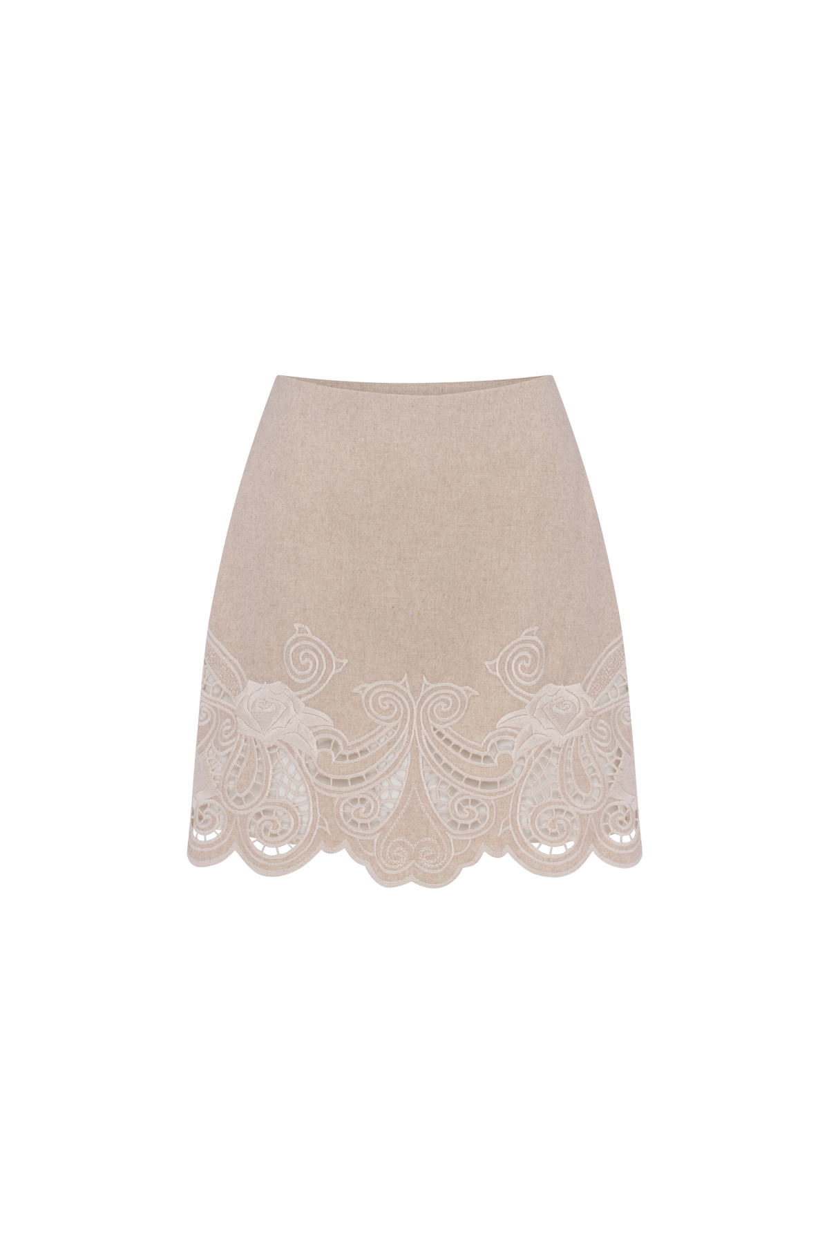 Rose Atelier ivory embroidered mini skirt by ANNABO
