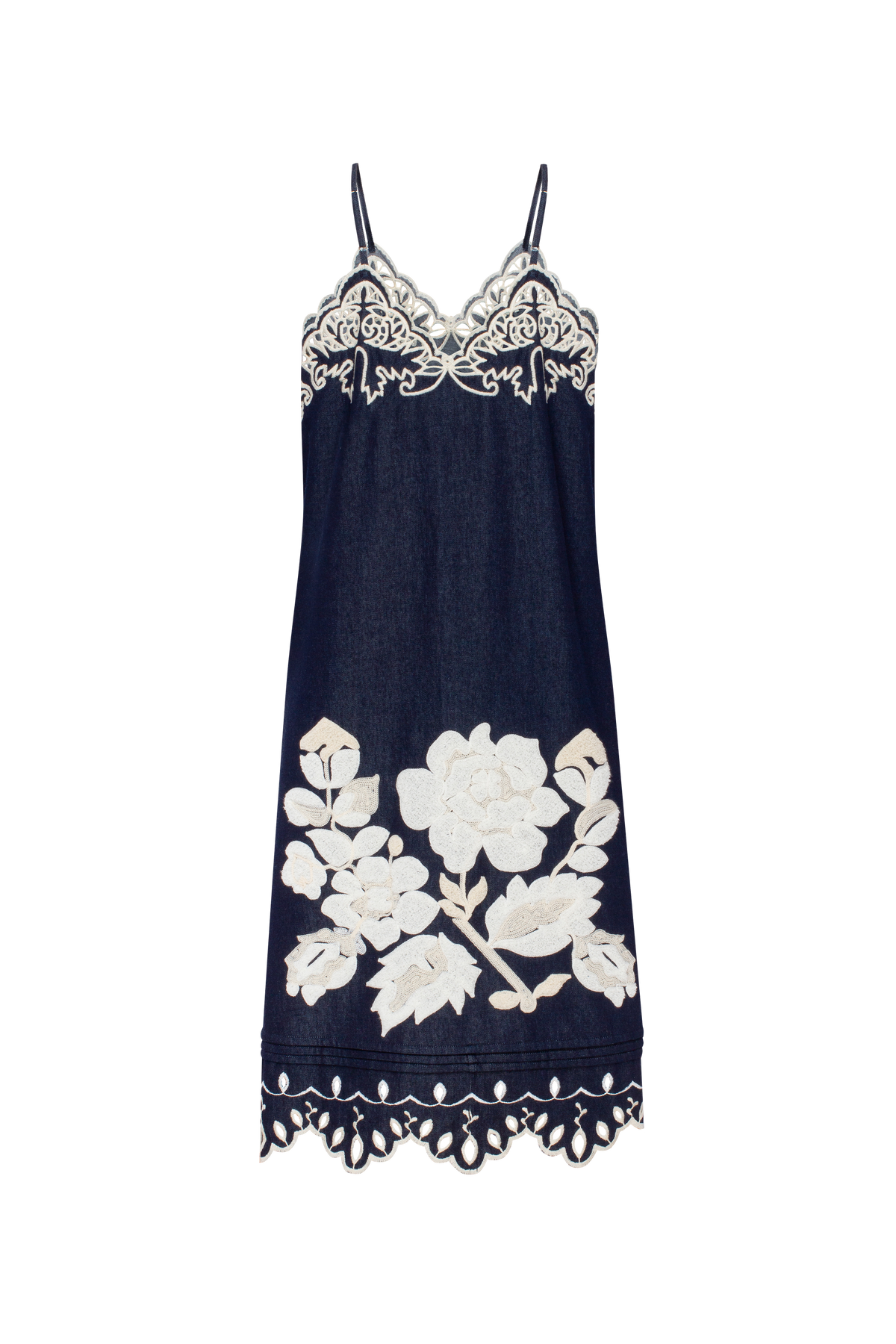 Amber Rose embroidered denim midi sundress