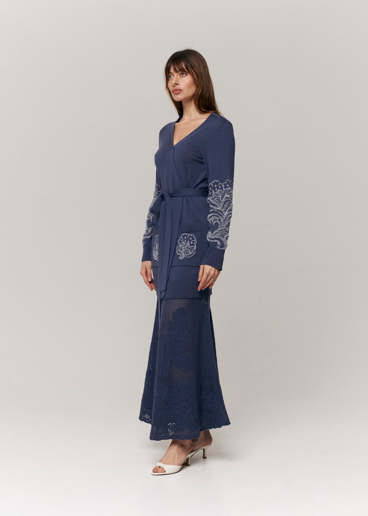 Midnight Rose Merino Wool Knitted Maxi Skirt