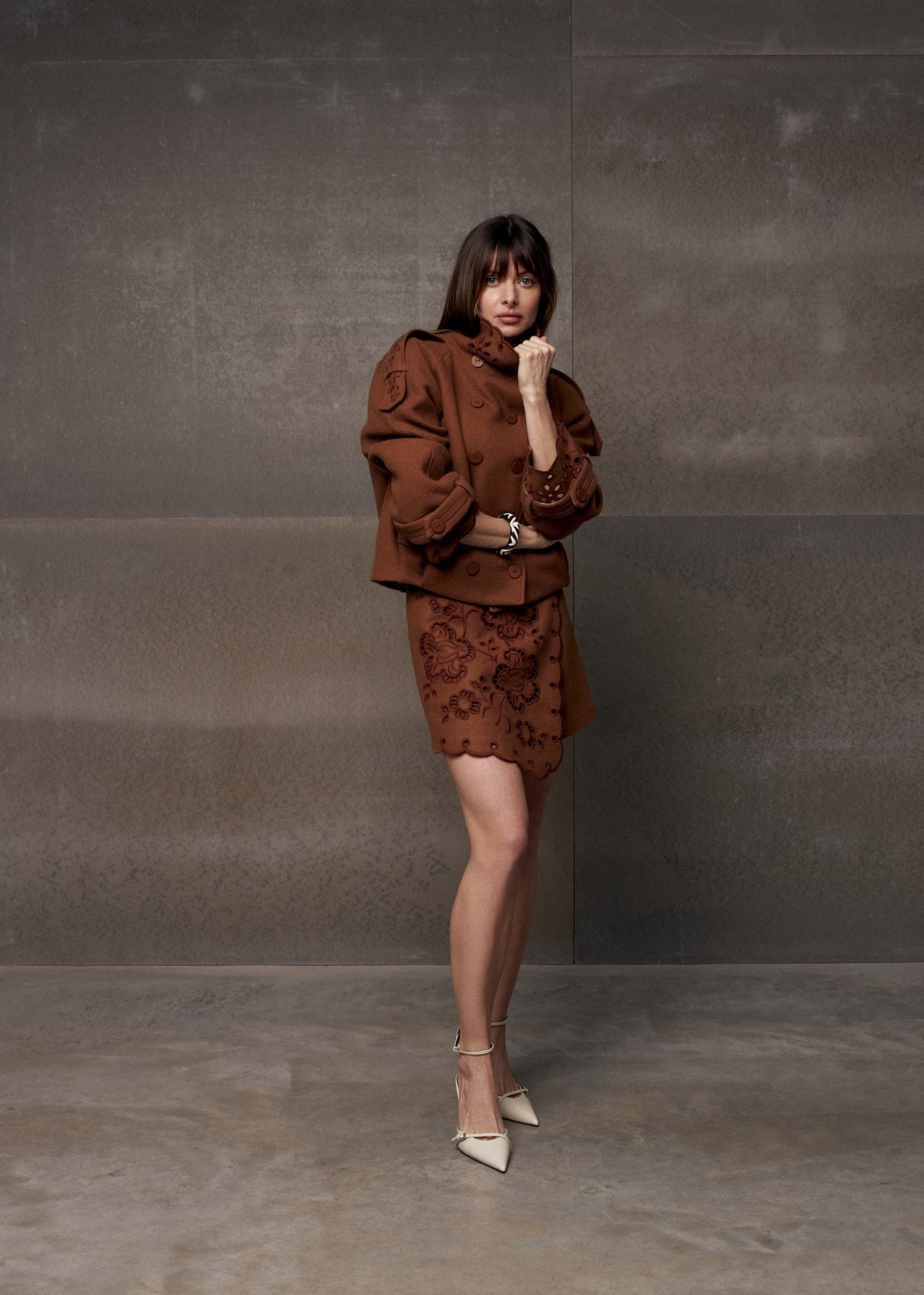 Desert Bloom Eyelet Wool Mini Skirt-Shorts