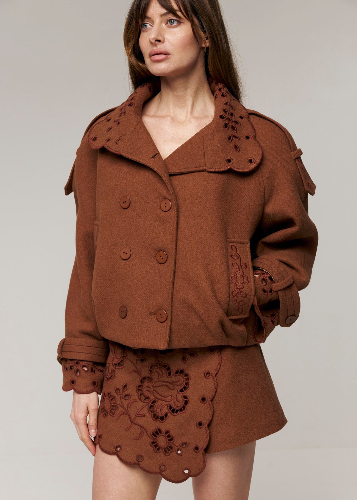 Desert Bloom Eyelet Cropped Wool Jacket