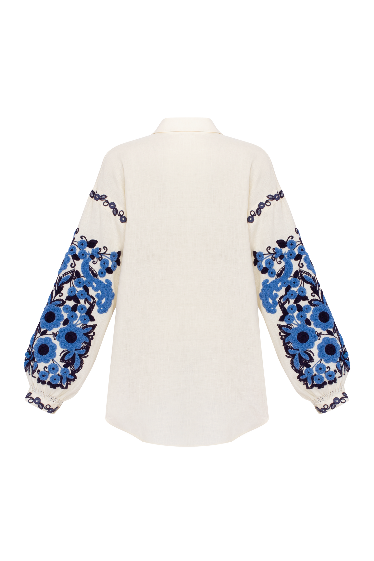 Column Bloom Embroidered Linen Shirt Blouse – Ivory
