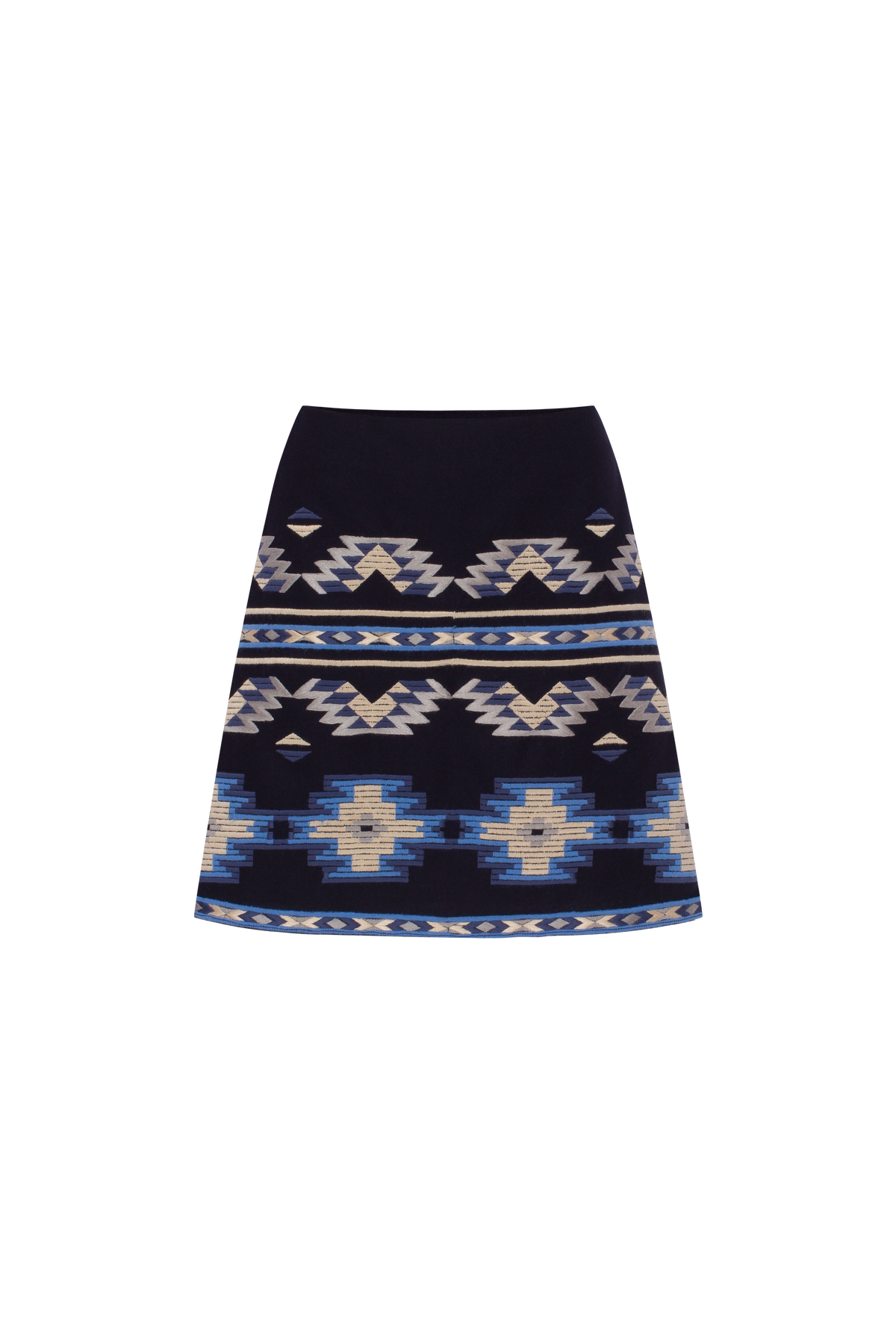 ROMBÉ blue embroidered wool mini skirt by ANNABO